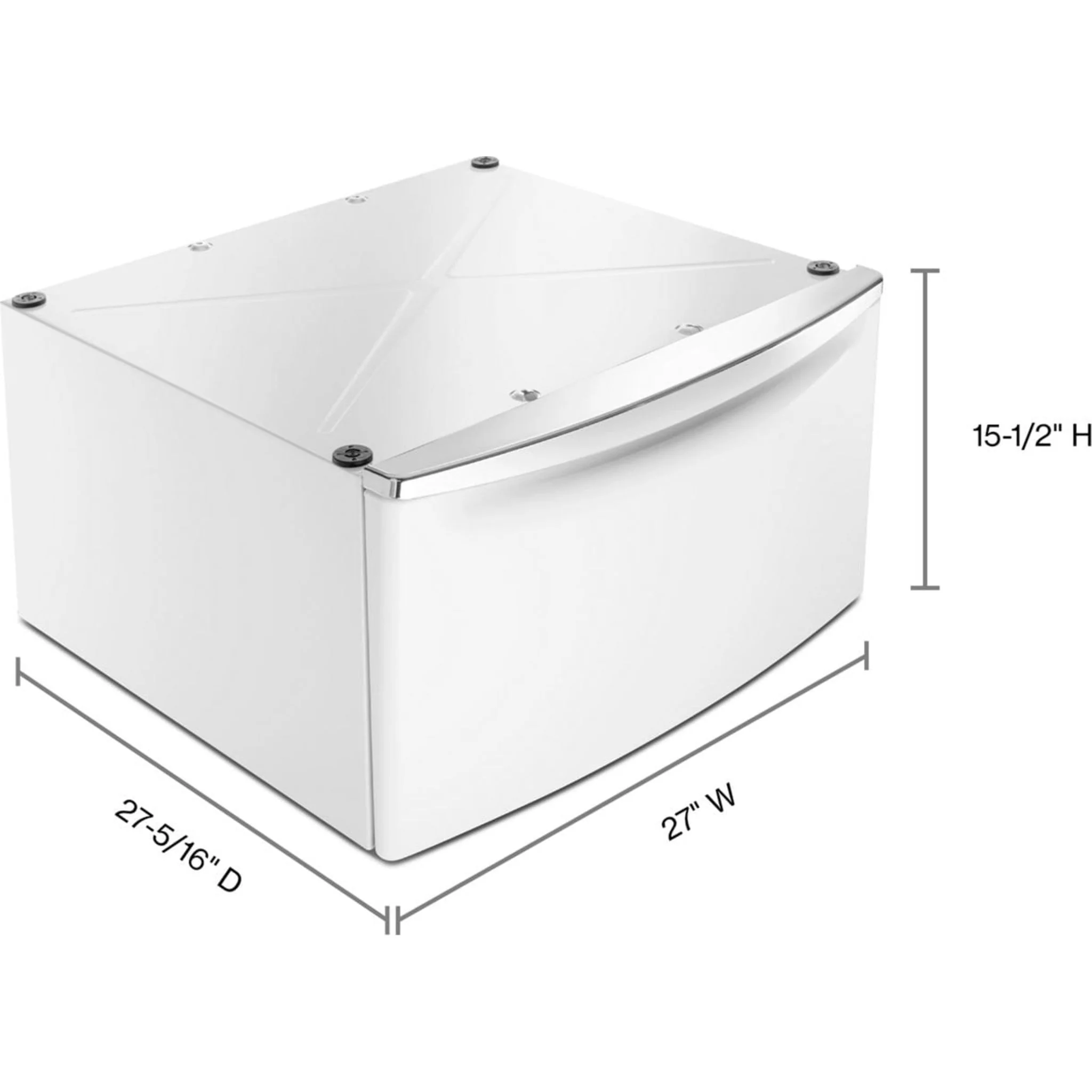 Whirlpool 15.5" (39.4 cm) Pedestal for Front Load Washer and Dryer with Storage -White with Chrome (XHPC155XW) - Image 90