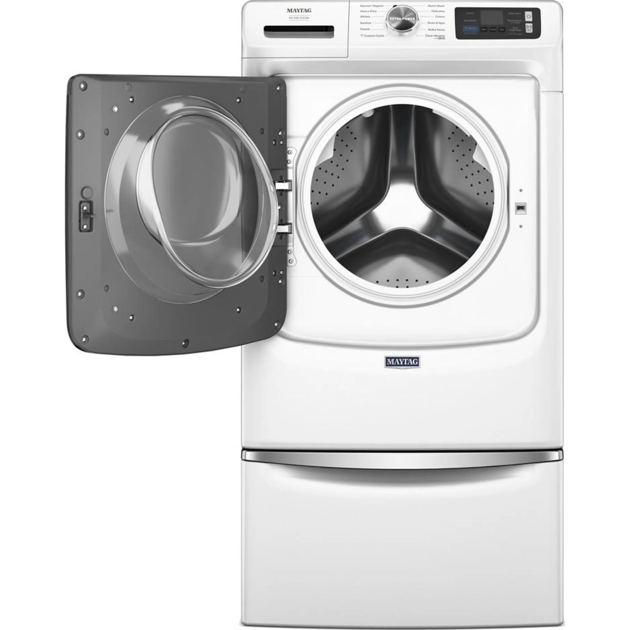 Whirlpool 15.5" (39.4 cm) Pedestal for Front Load Washer and Dryer with Storage -White with Chrome (XHPC155XW) - Image 97