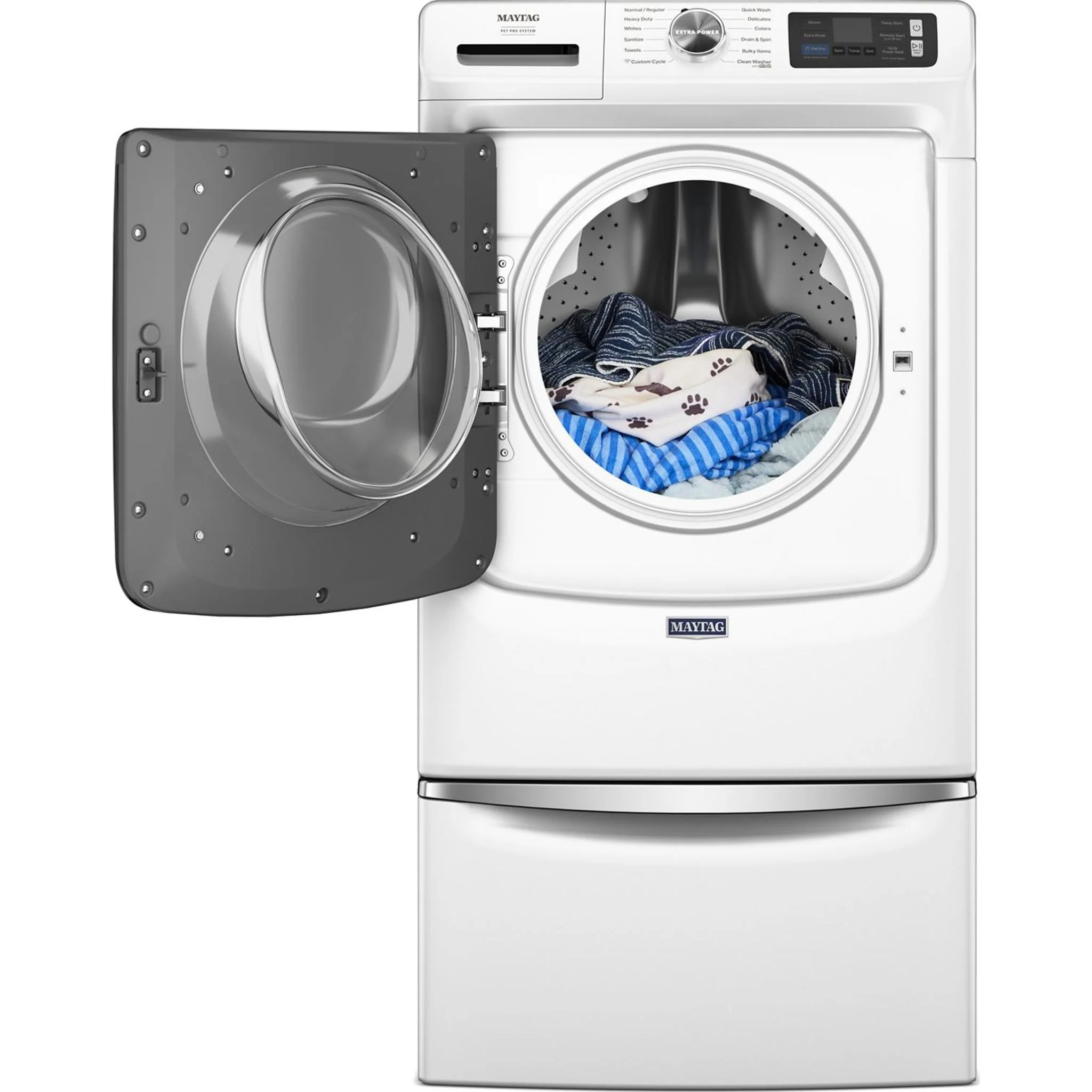 Whirlpool 15.5" (39.4 cm) Pedestal for Front Load Washer and Dryer with Storage -White with Chrome (XHPC155XW) - Image 98