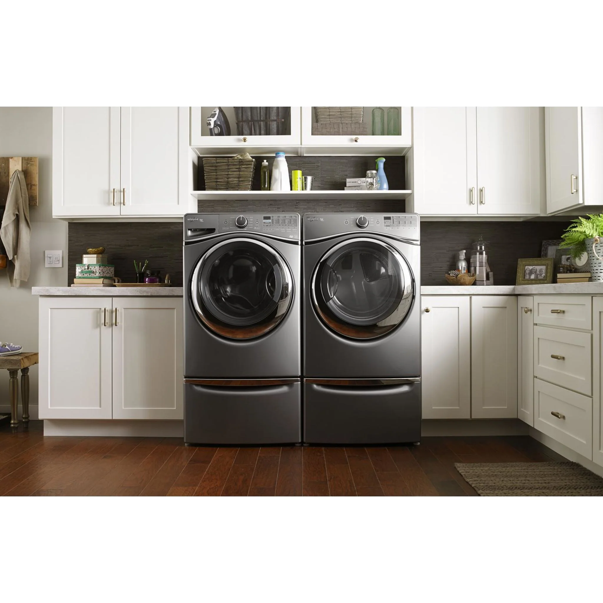 Whirlpool 15.5" (39.4 cm) Pedestal for Front Load Washer and Dryer with Storage -Chrome Shadow (XHPC155YC) - Image 87