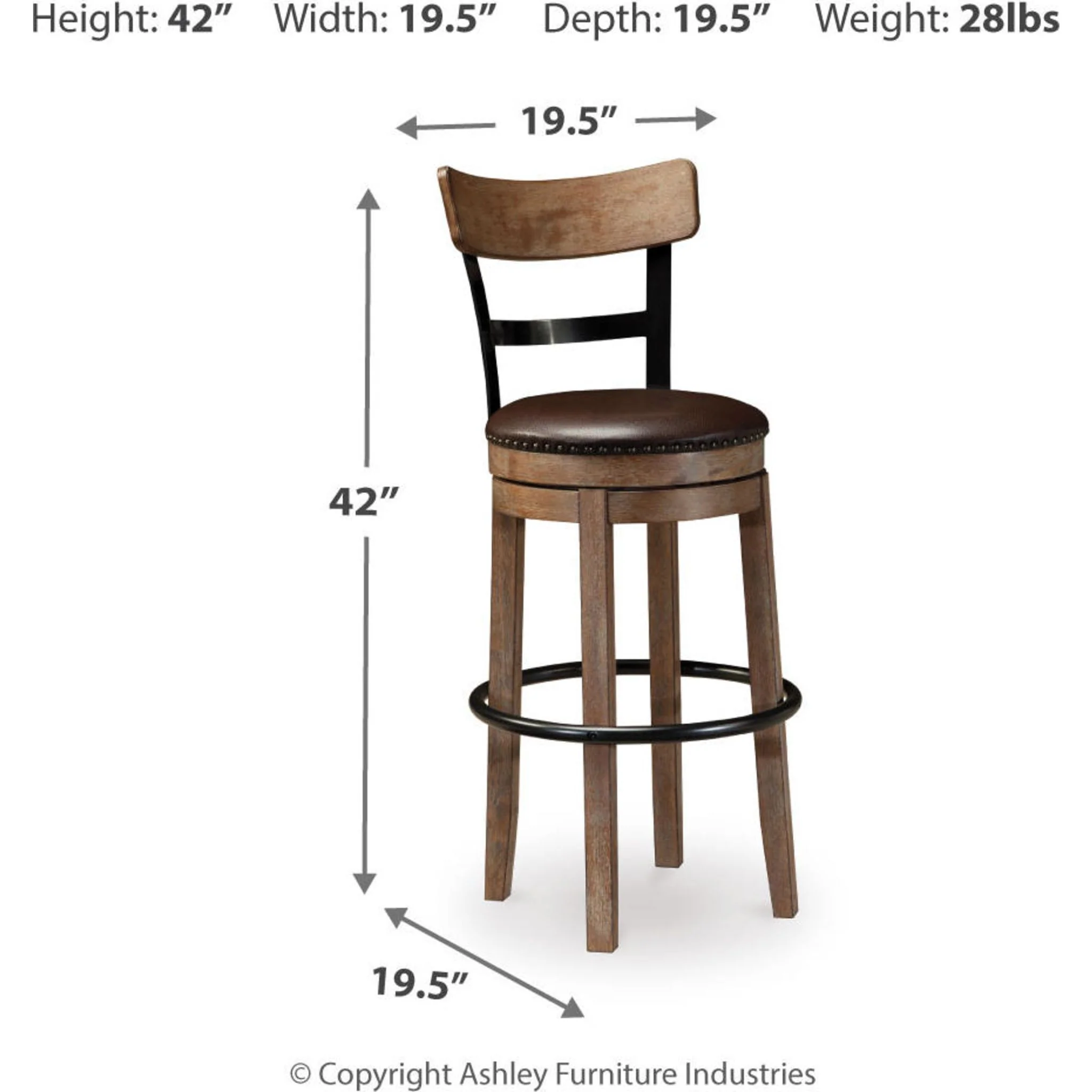 Pinnadel Bar Height Stool - Light Brown - (D542-130) - Image 11