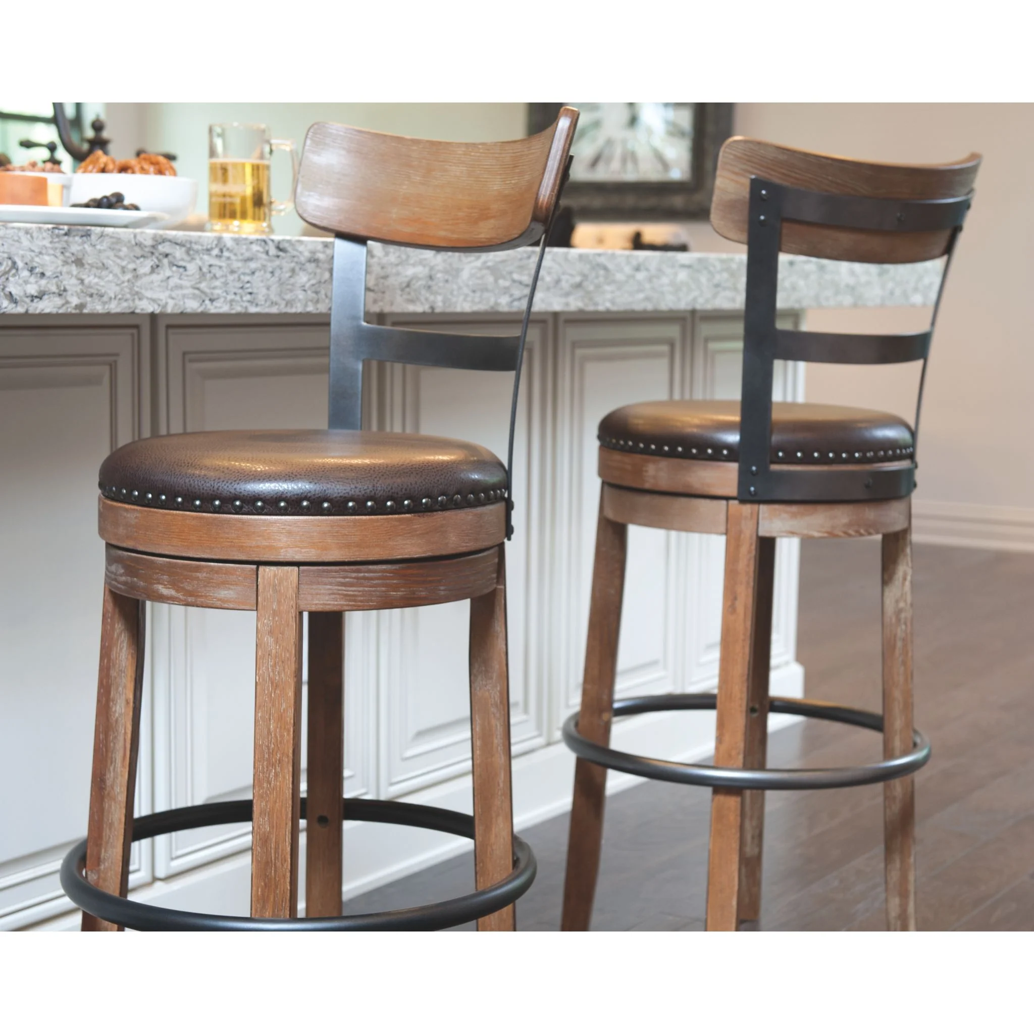 Pinnadel Bar Height Stool - Light Brown - (D542-130) - Image 2