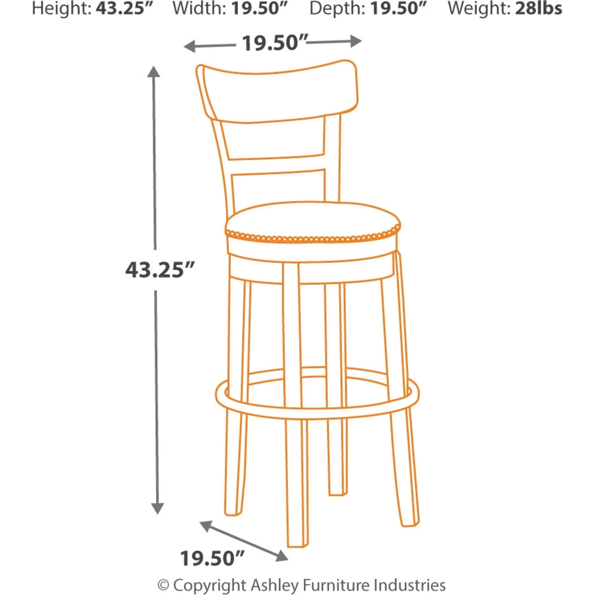 Pinnadel Bar Height Stool - Light Brown - (D542-130) - Image 5