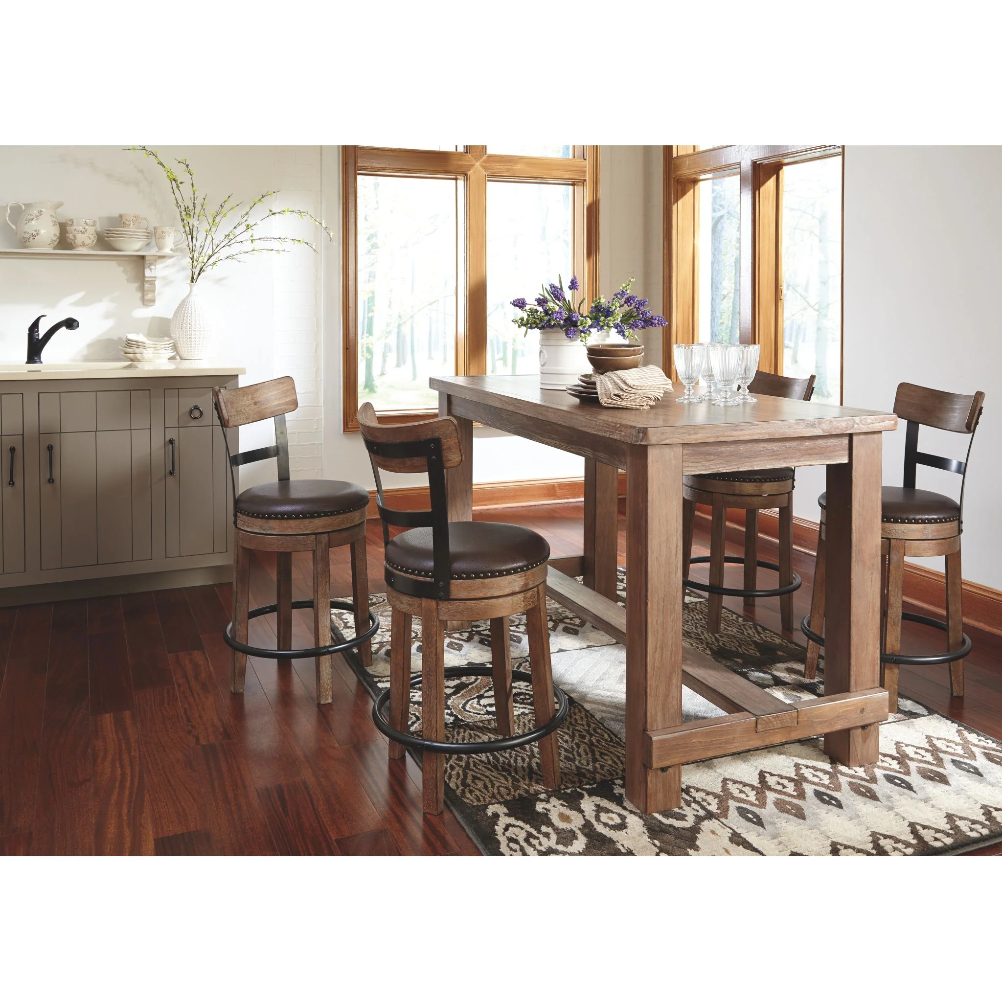 Pinnadel Counter Height Stool - Light Brown - (D542-124) - Image 3