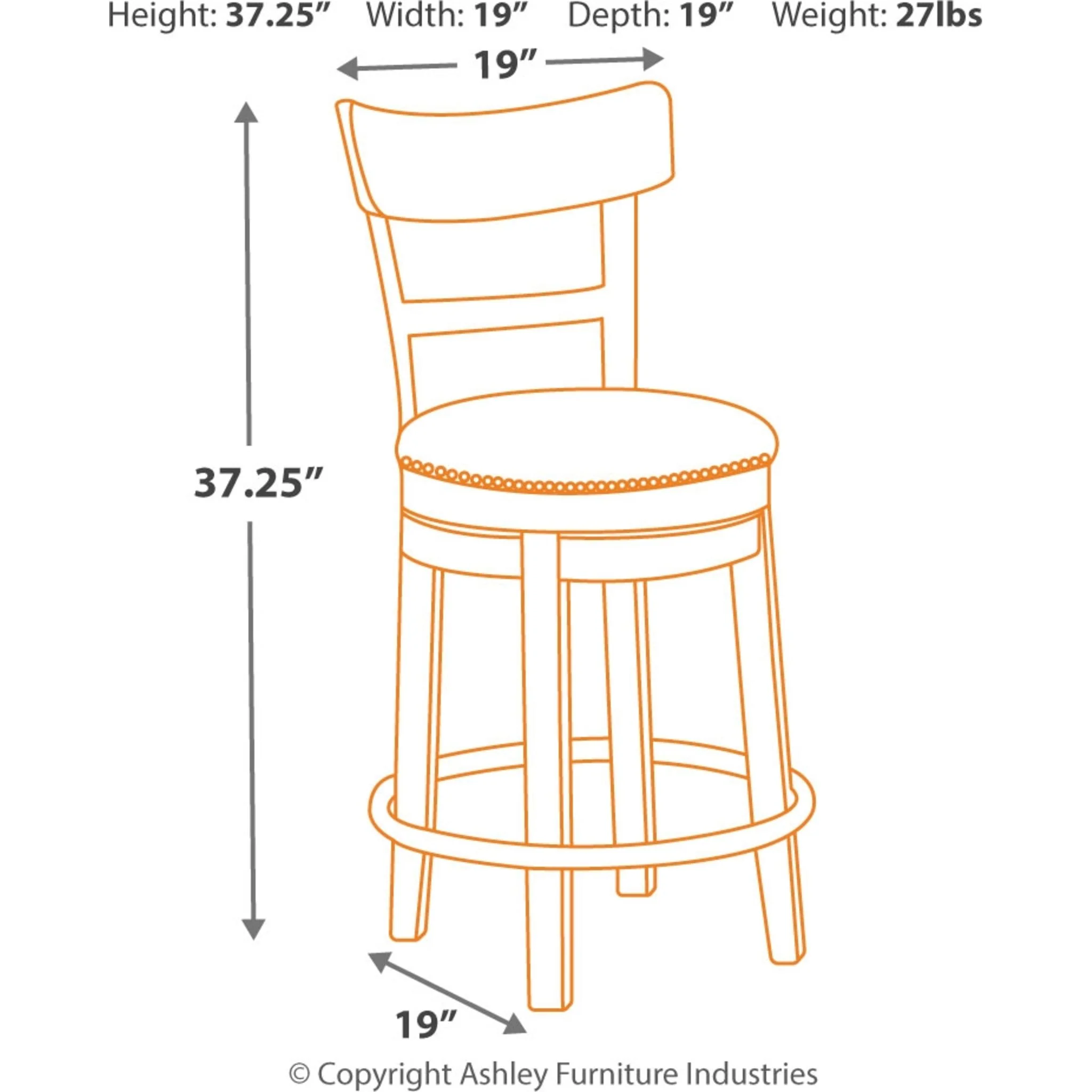 Pinnadel Counter Height Stool - Light Brown - (D542-124) - Image 4