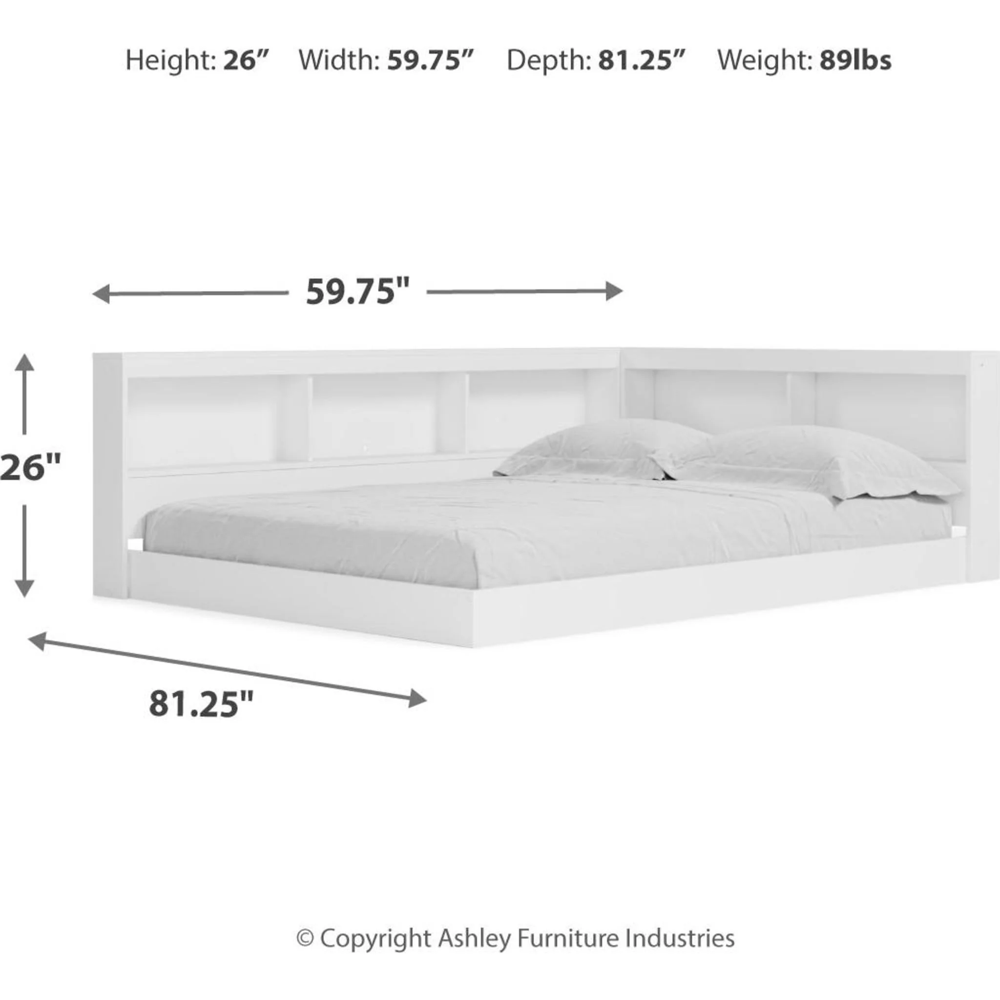 Piperton Full Bookcase Storage Bed - White - Image 6