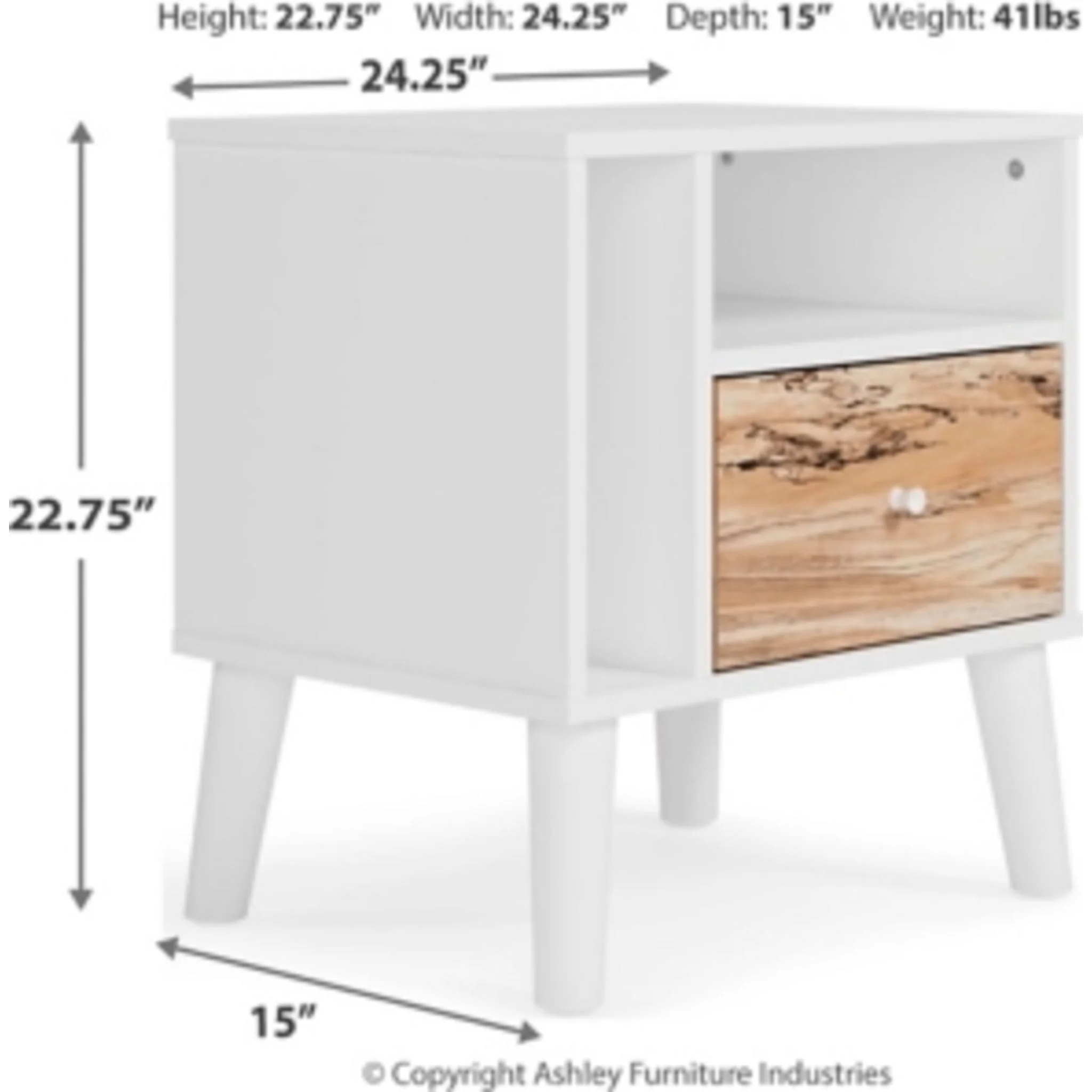 Piperton Nightstand - Two-tone Brown/White - Image 3