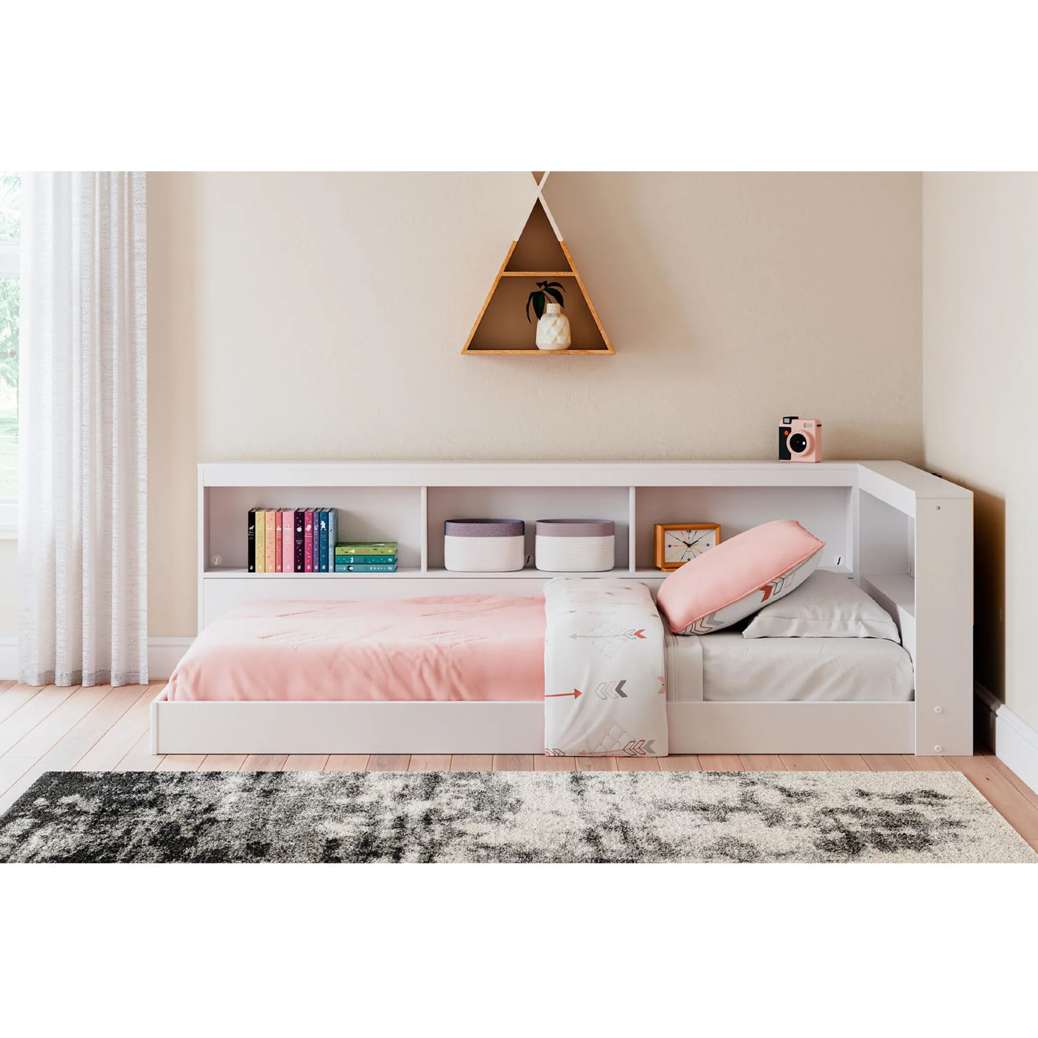 Piperton Twin Bookcase Storage Bed - White - Image 2