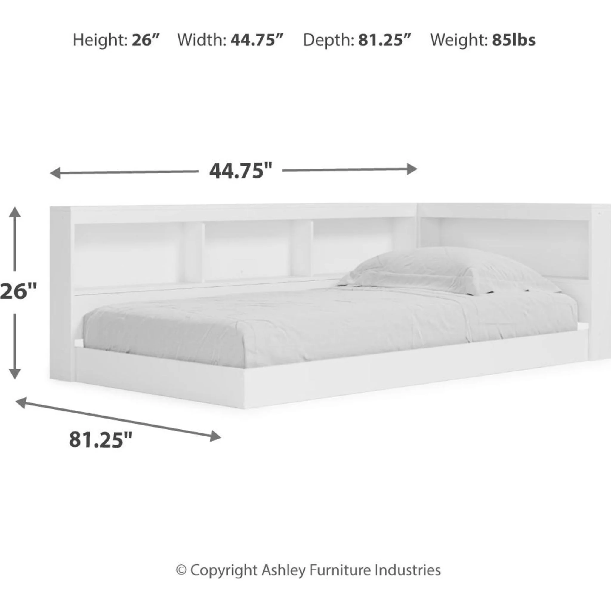 Piperton Twin Bookcase Storage Bed - White - Image 9