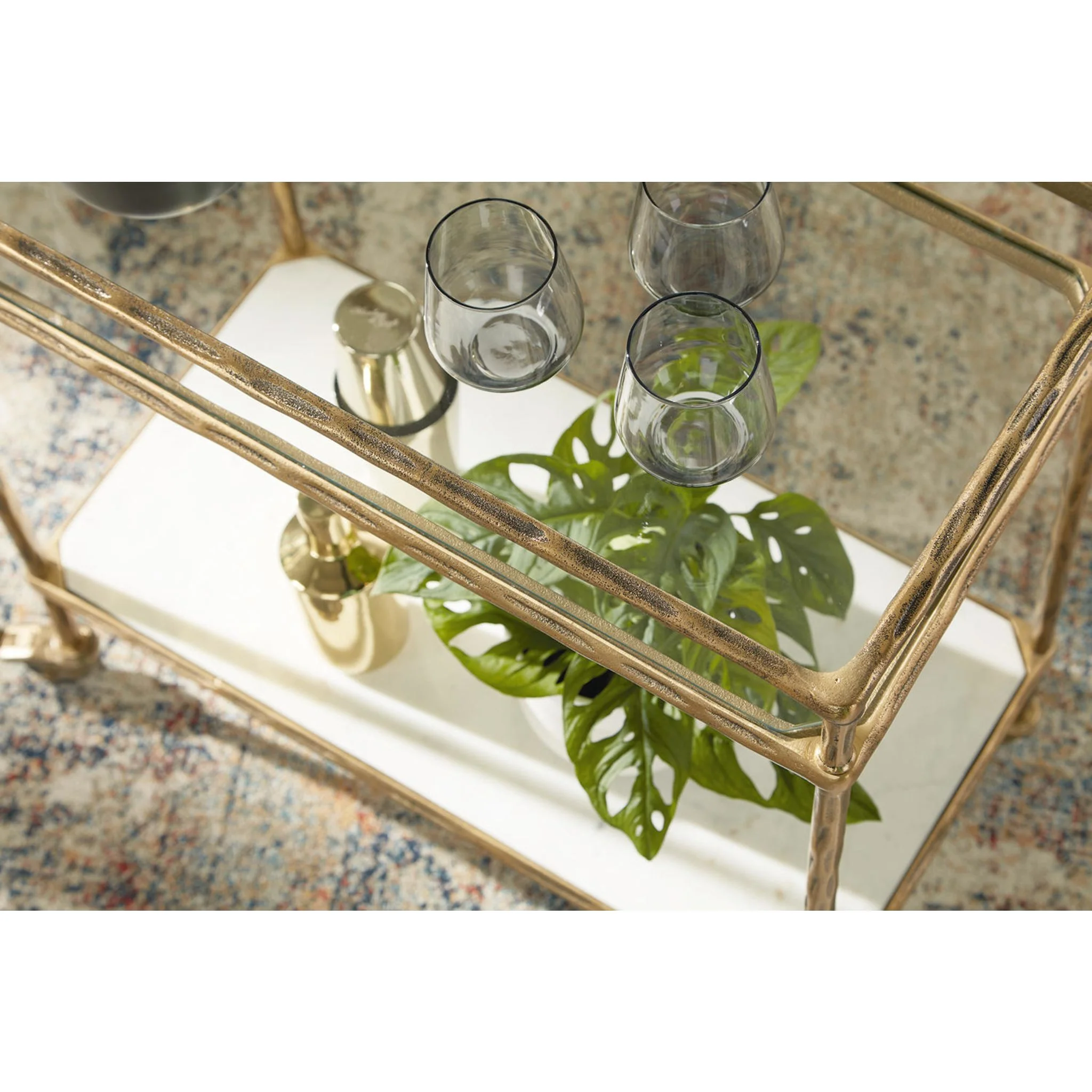 Plattfield Bar Cart - Antique Gold Finish - Image 6