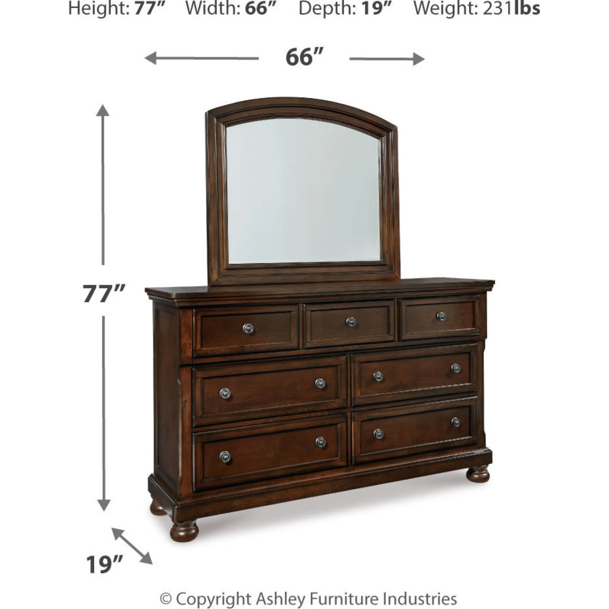 Porter Dresser and Mirror - Rustic Brown - Image 12
