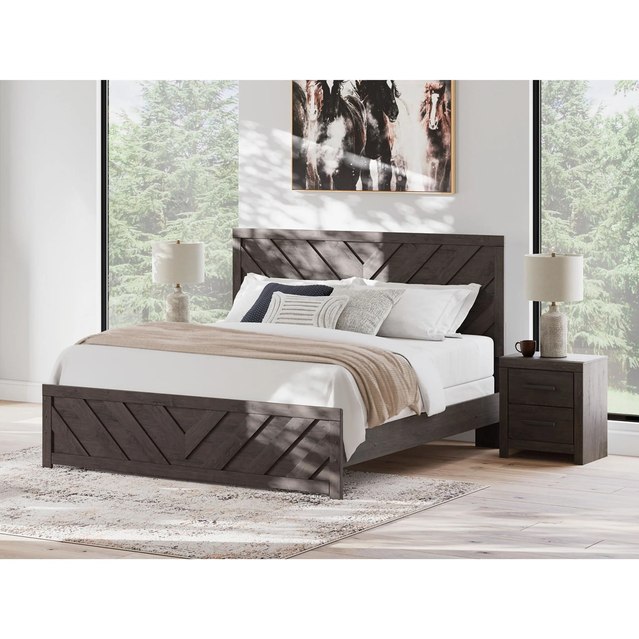 Prendonea King Panel Bed - Charcoal - Image 15
