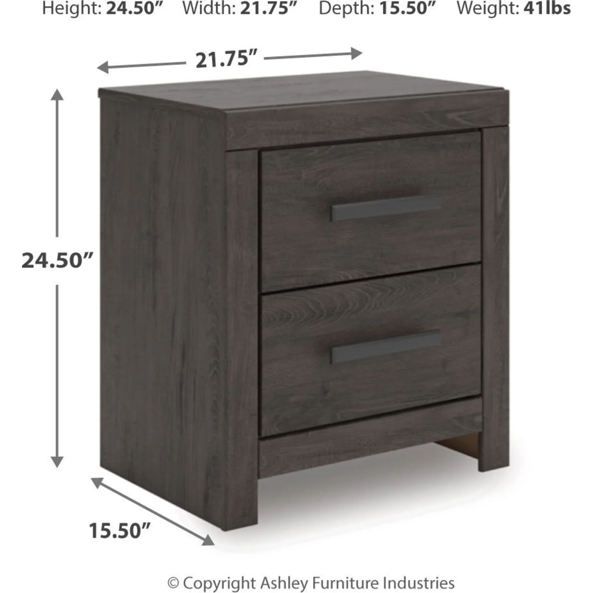 Prendonea Nightstand - Charcoal - Image 3