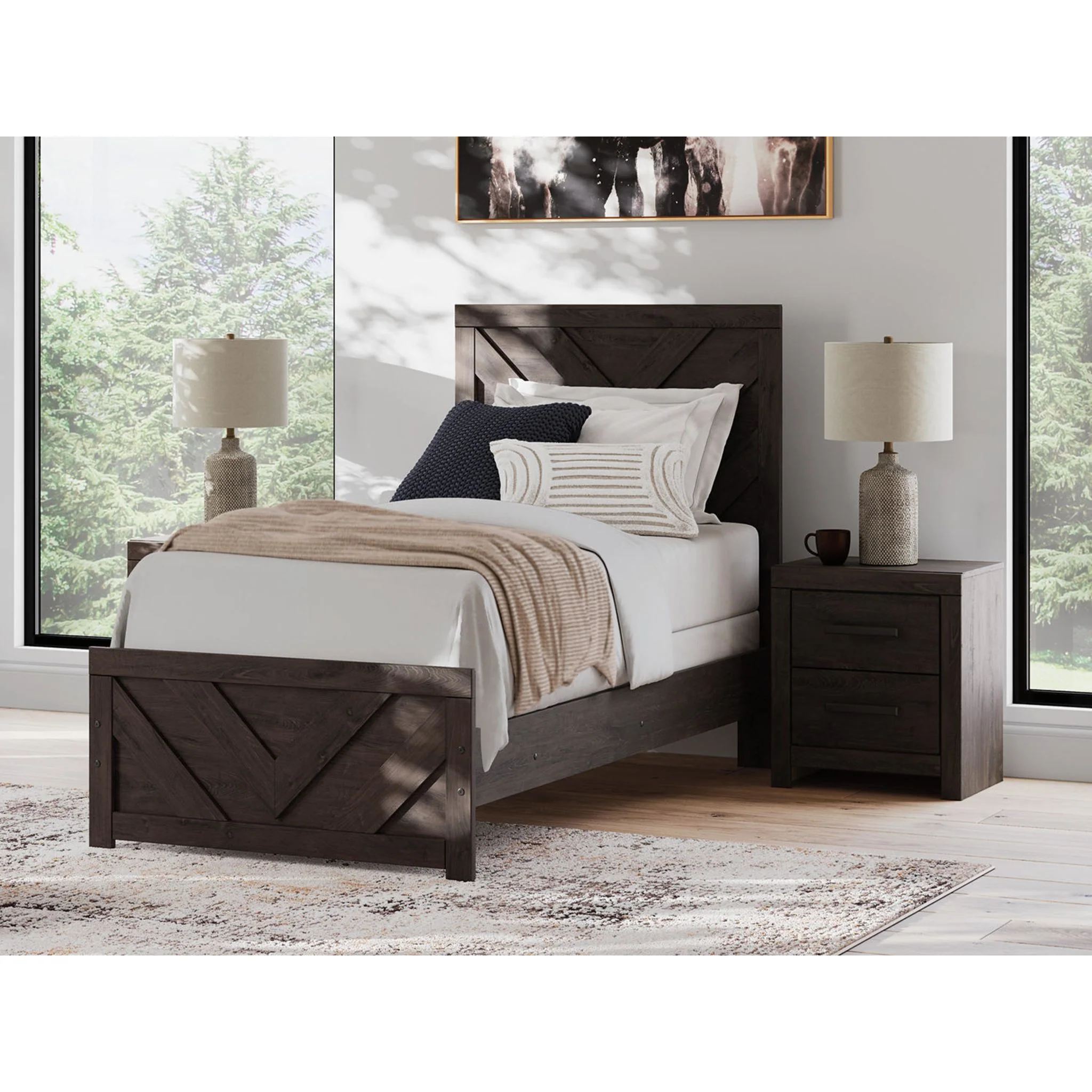 Prendonea Twin Panel Bed - Charcoal - Image 2