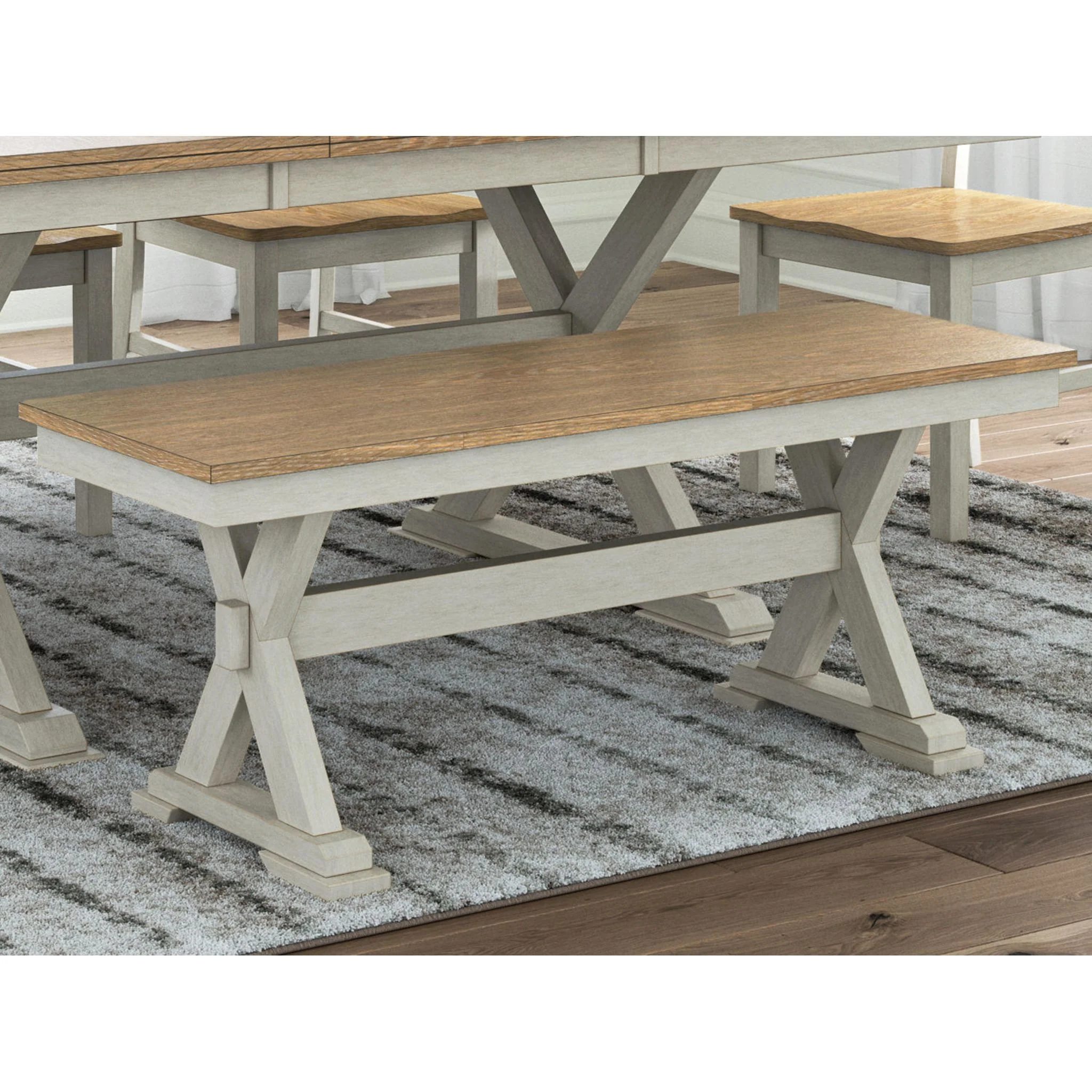 Purlaney Dining Bench - Antique White/Natural - (PCD627-00) - Image 2