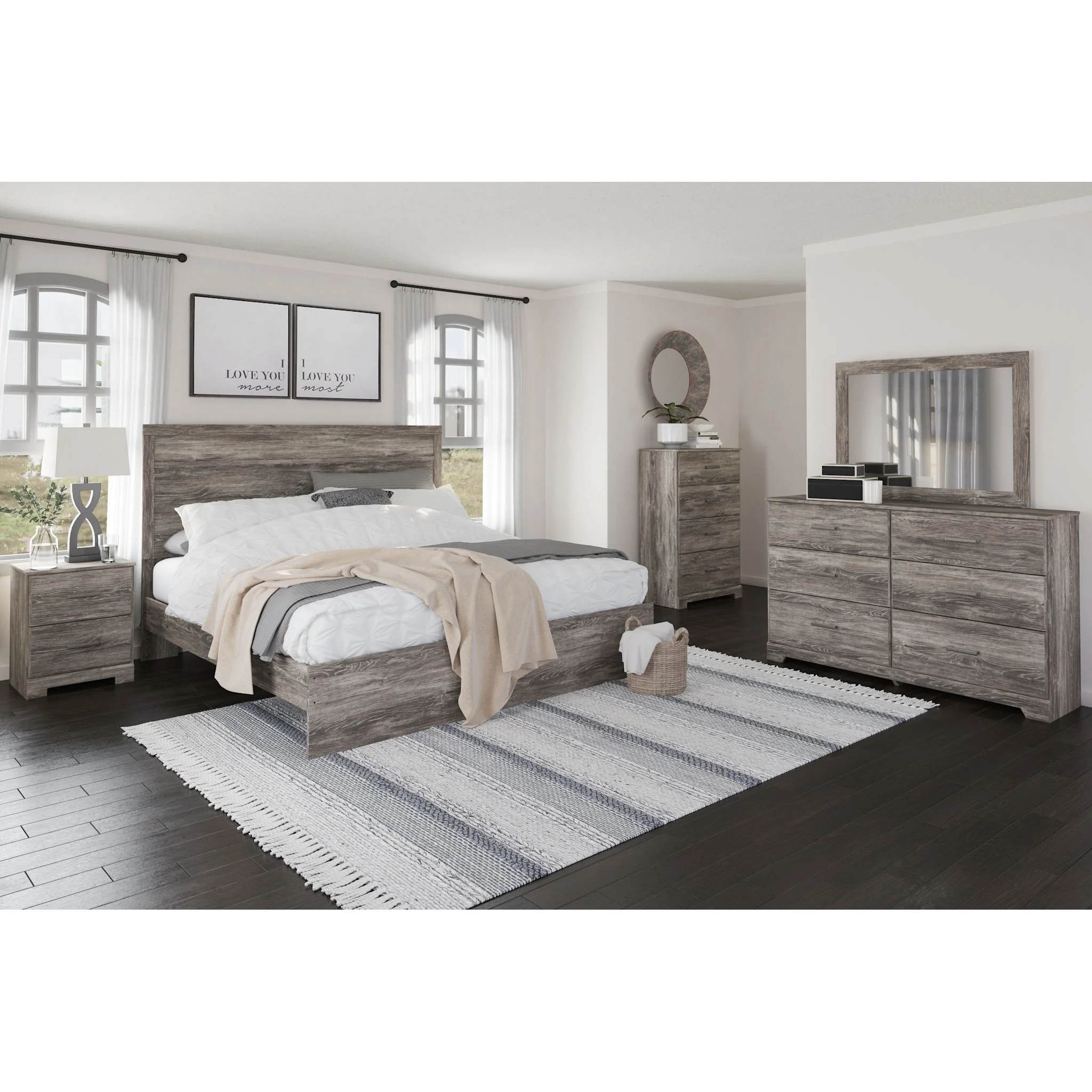 Ralinksi 5 Piece King Panel Bedroom - Gray - Image 2