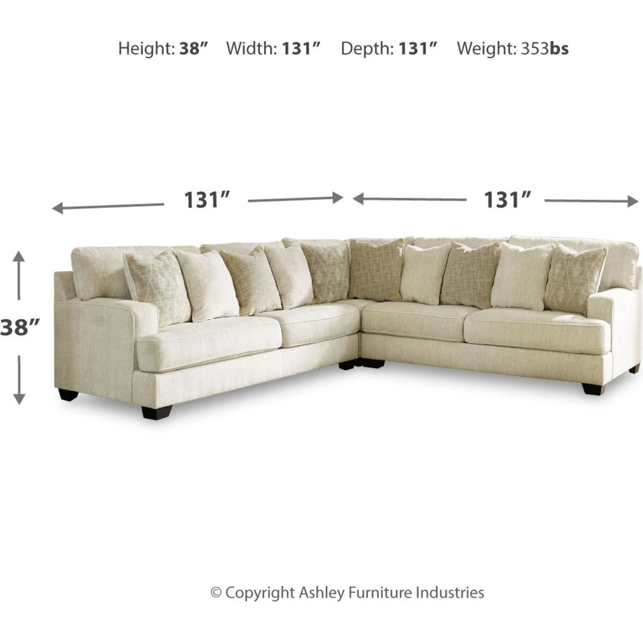 Rawcliffe 5 Piece Sectional - Parchment - Image 4