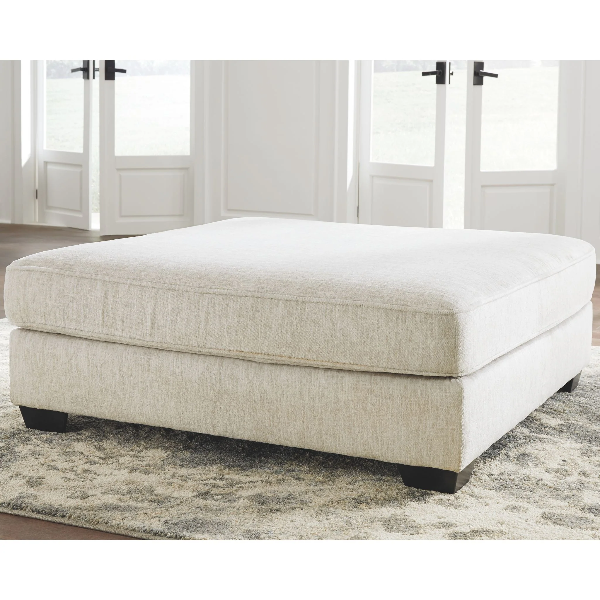Rawcliffe Oversized Accent Ottoman - Parchment - Image 2