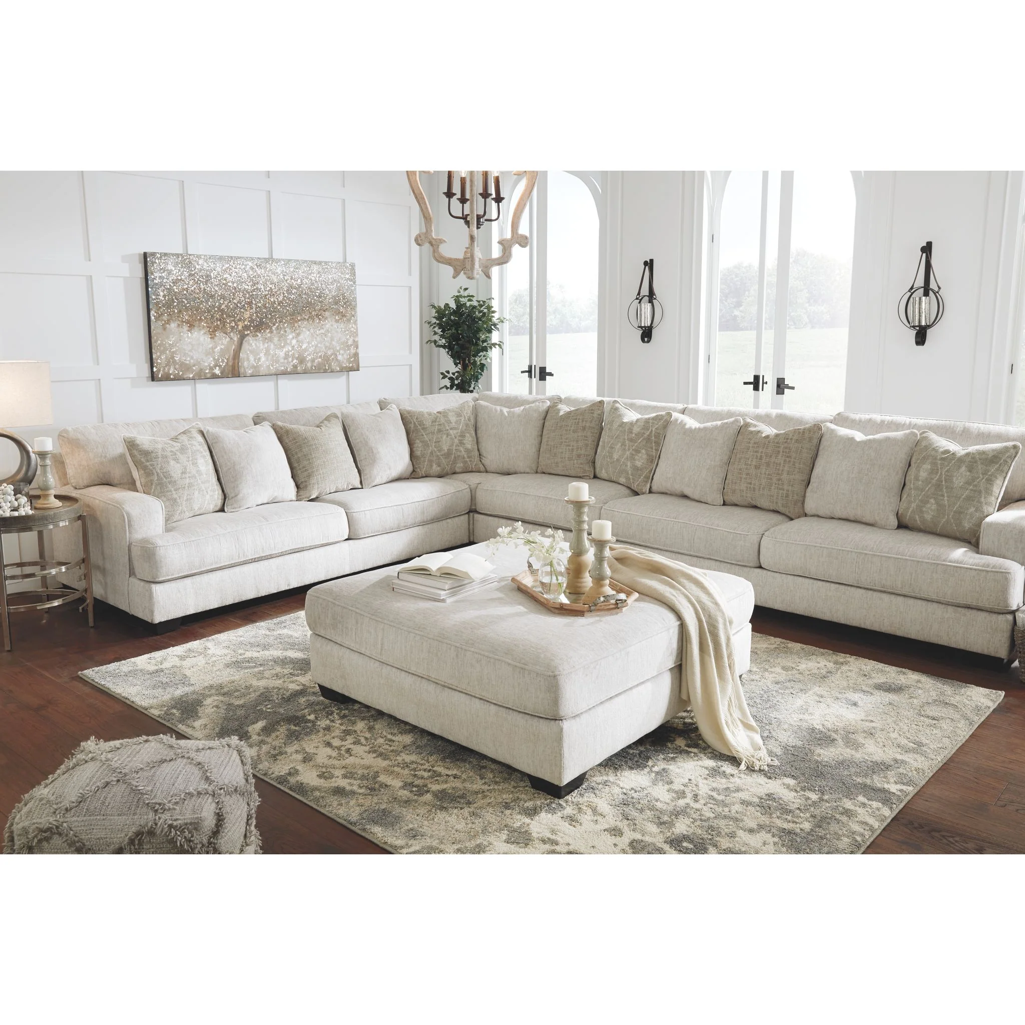 Rawcliffe Oversized Accent Ottoman - Parchment - Image 3