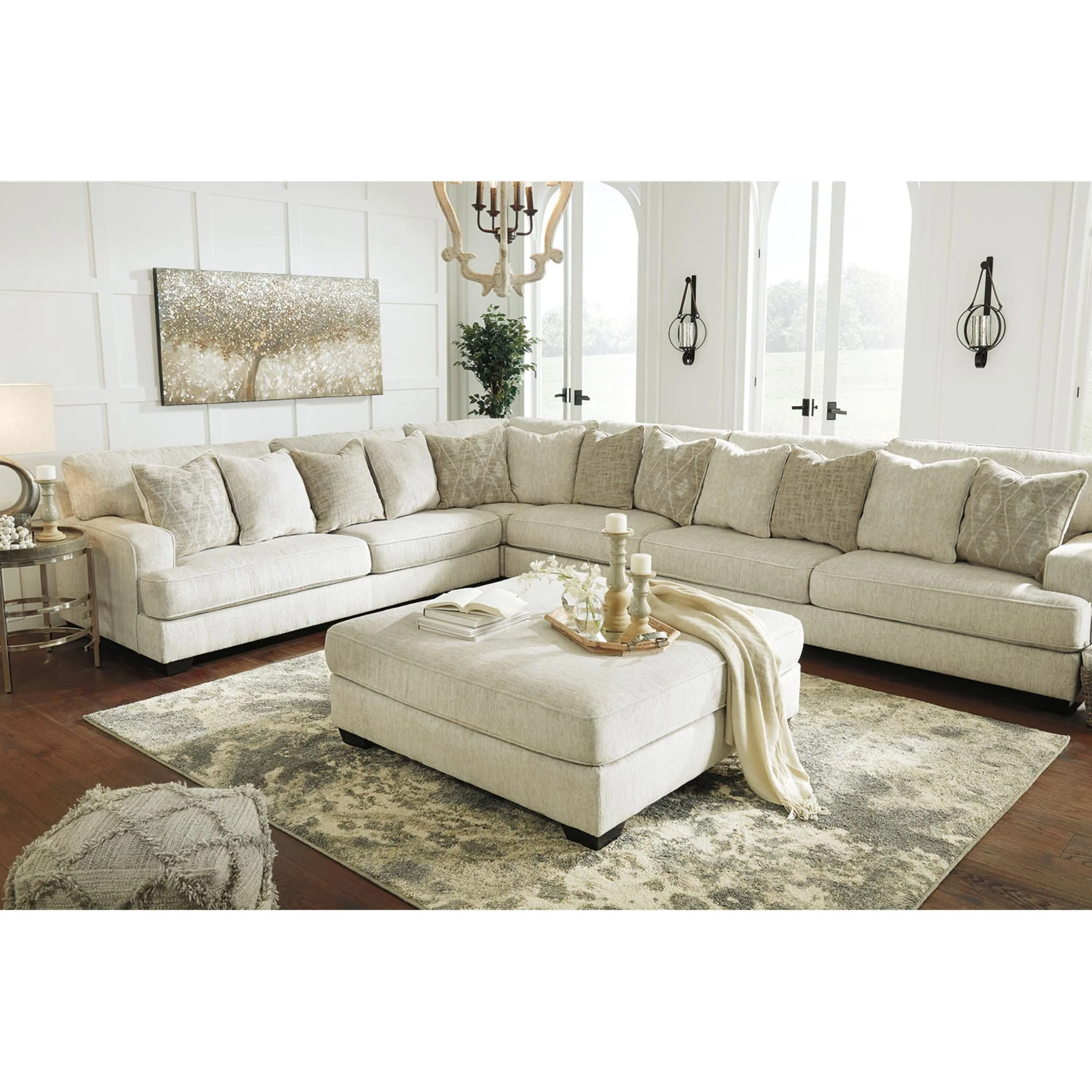 Rawcliffe Oversized Accent Ottoman - Parchment - Image 5