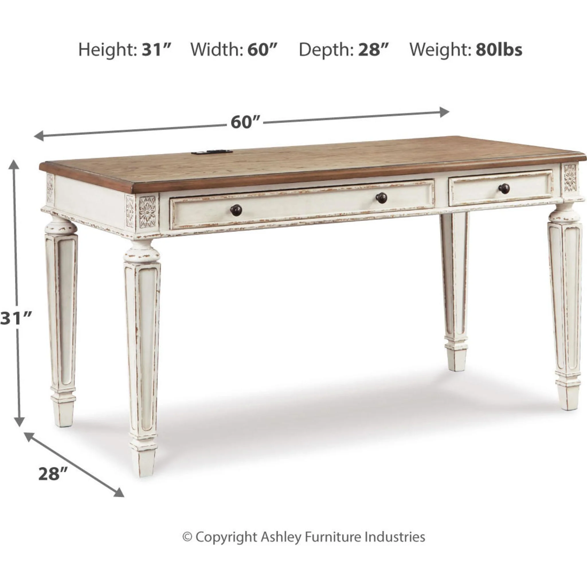 Realyn 2 Piece Home Office Package - White/Brown - Image 28