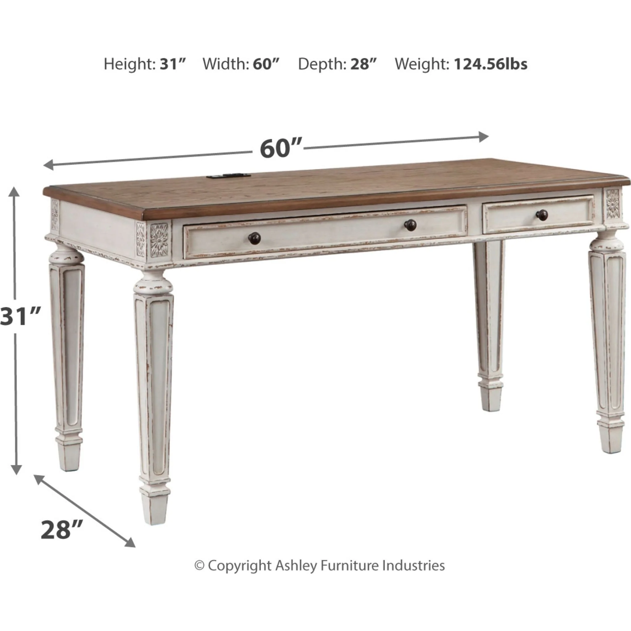 Realyn 2 Piece Home Office Package - White/Brown - Image 30