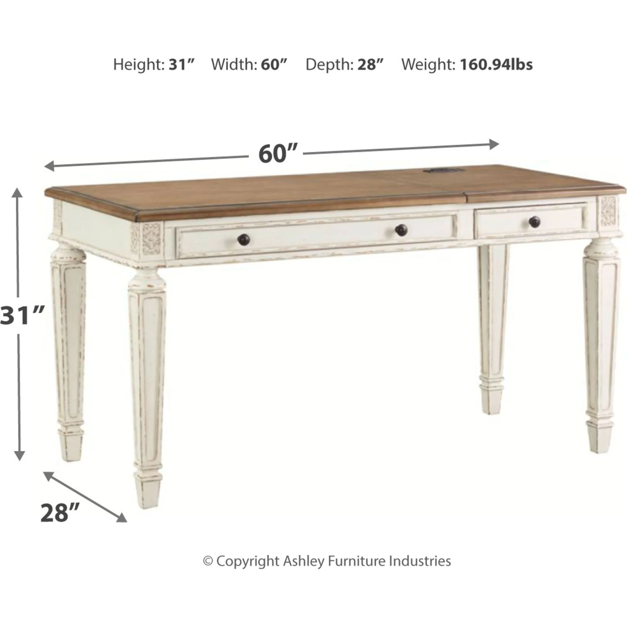 Realyn 2 Piece Home Office Package - White/Brown - Image 31