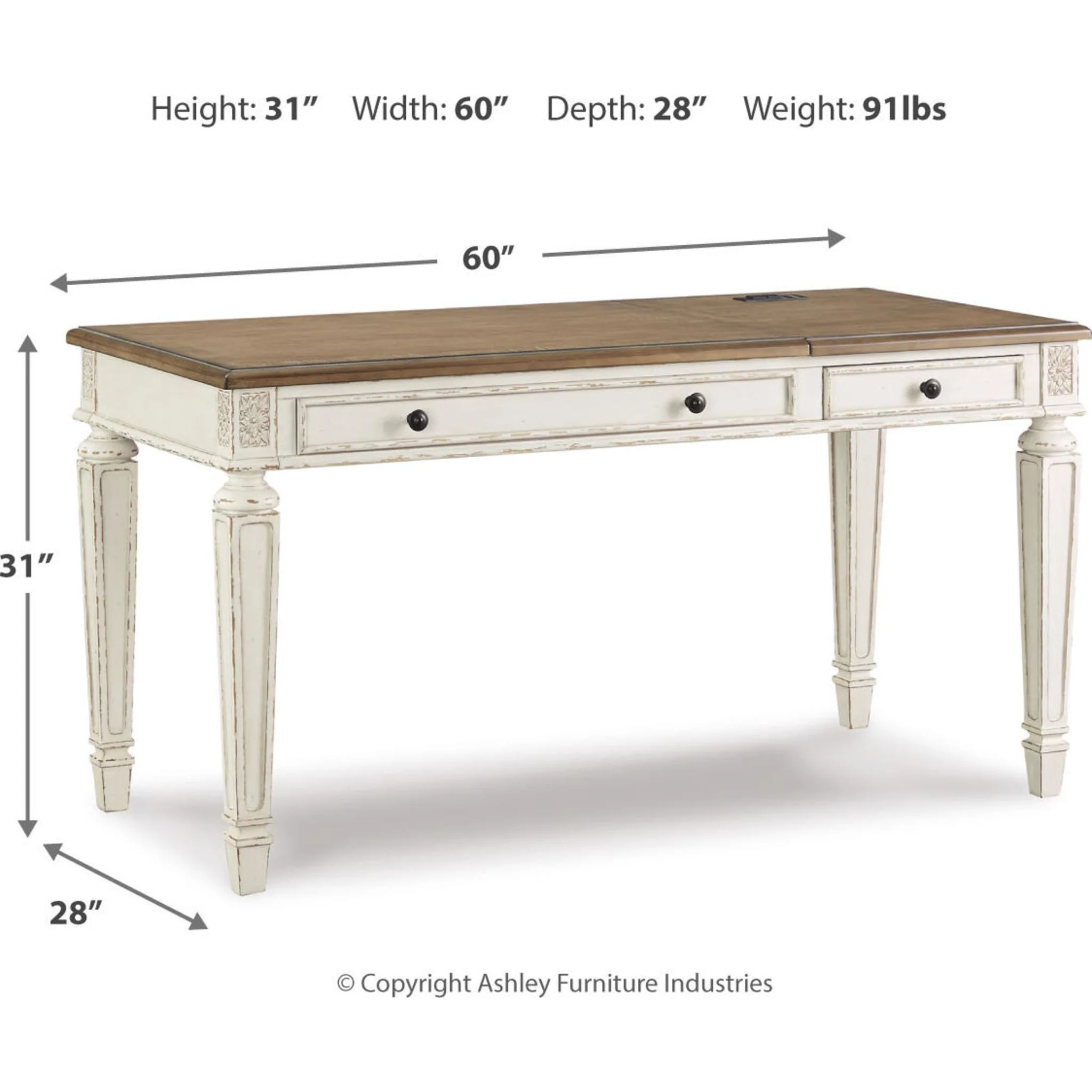 Realyn 2 Piece Home Office Package - White/Brown - Image 39