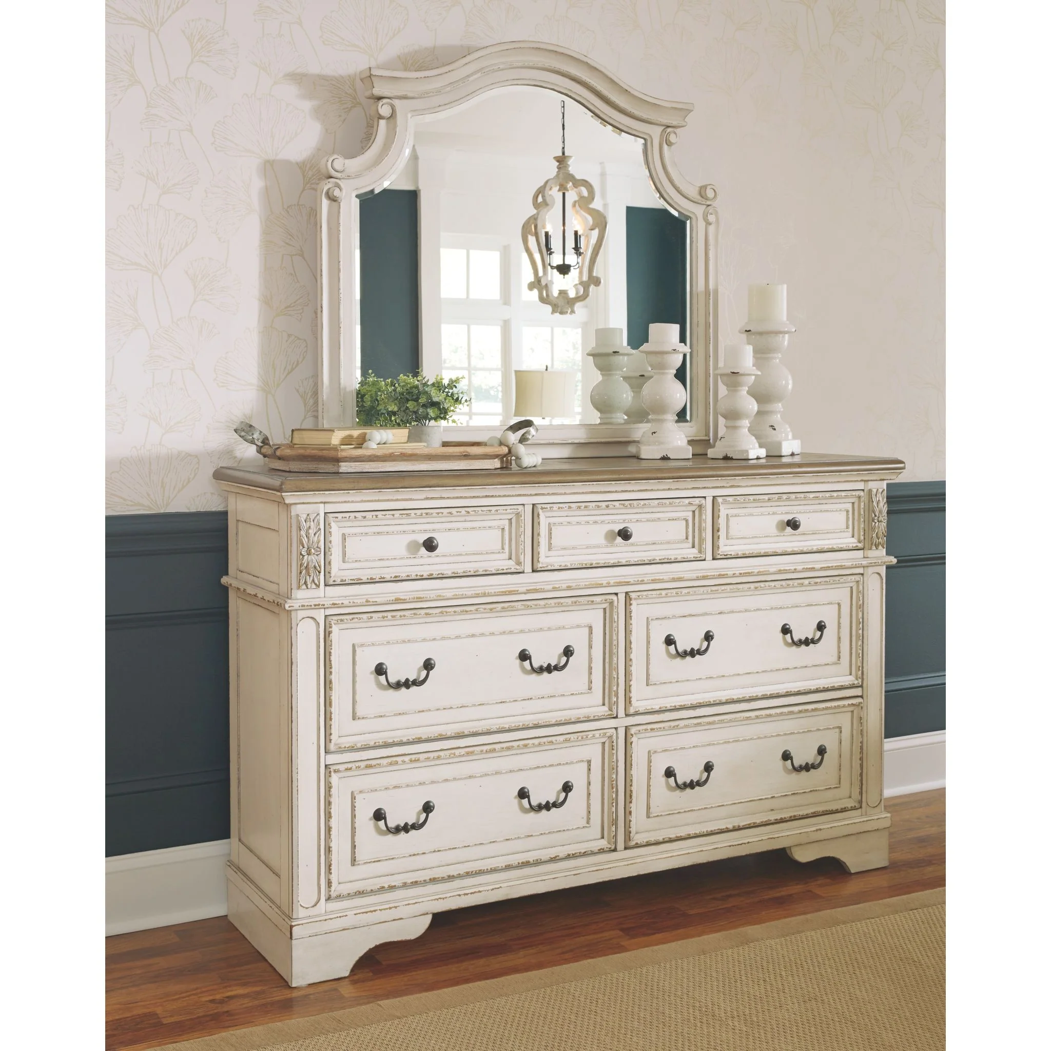 Realyn 5 Piece King Panel Bedroom - Chipped White - Image 5