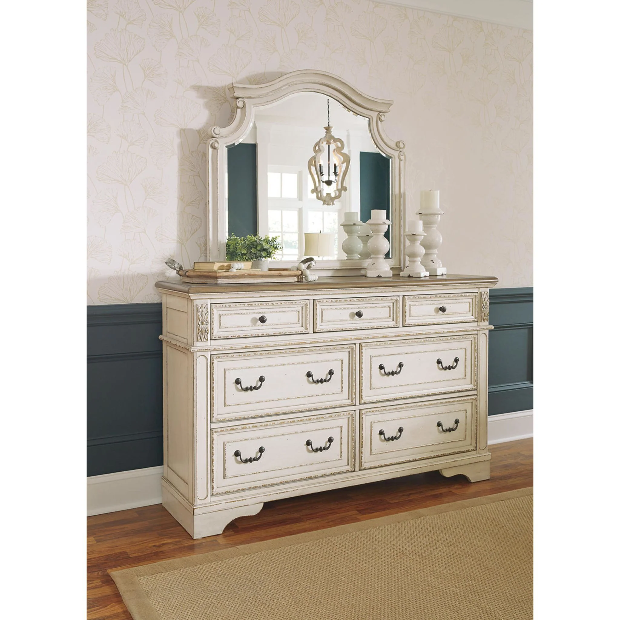 Realyn 5 Piece King Panel Bedroom - Chipped White - Image 8