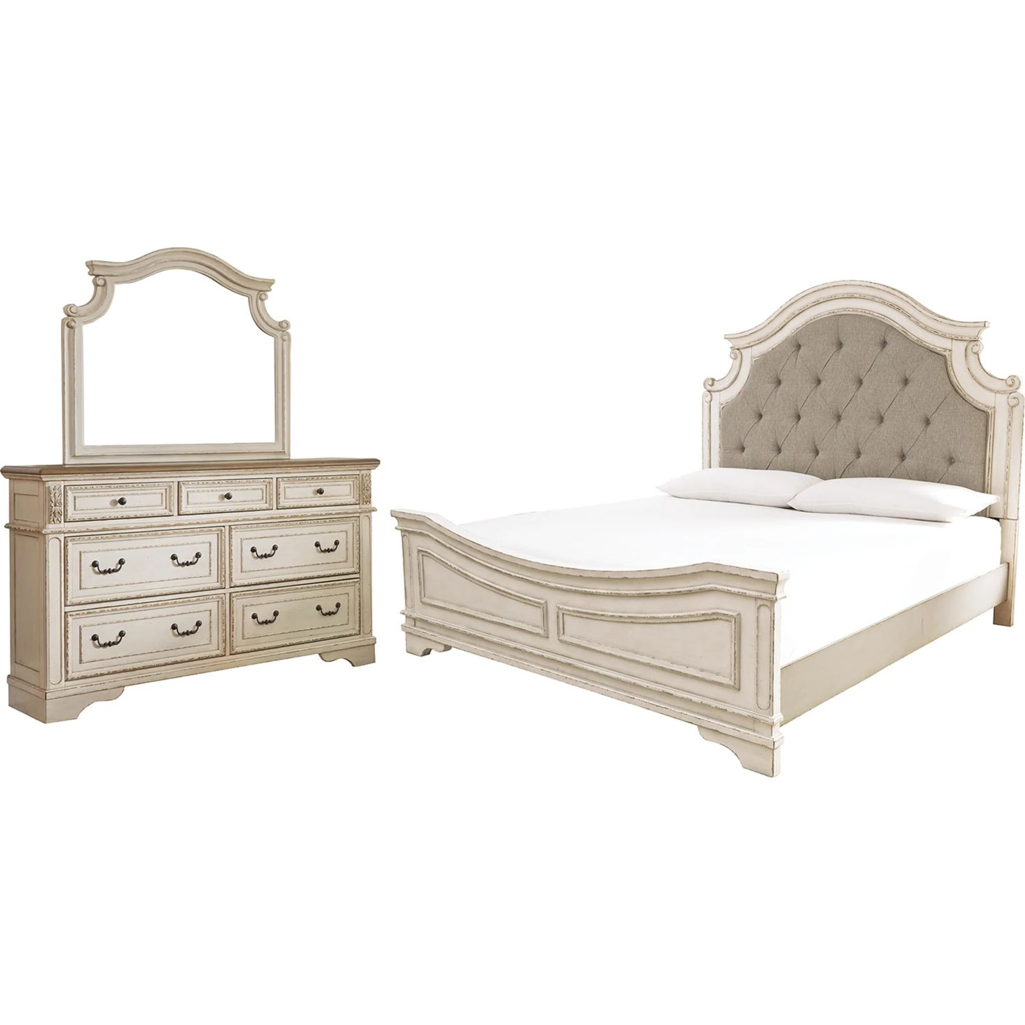 Realyn 5 Piece Queen Panel Bedroom - Chipped White - Image 12