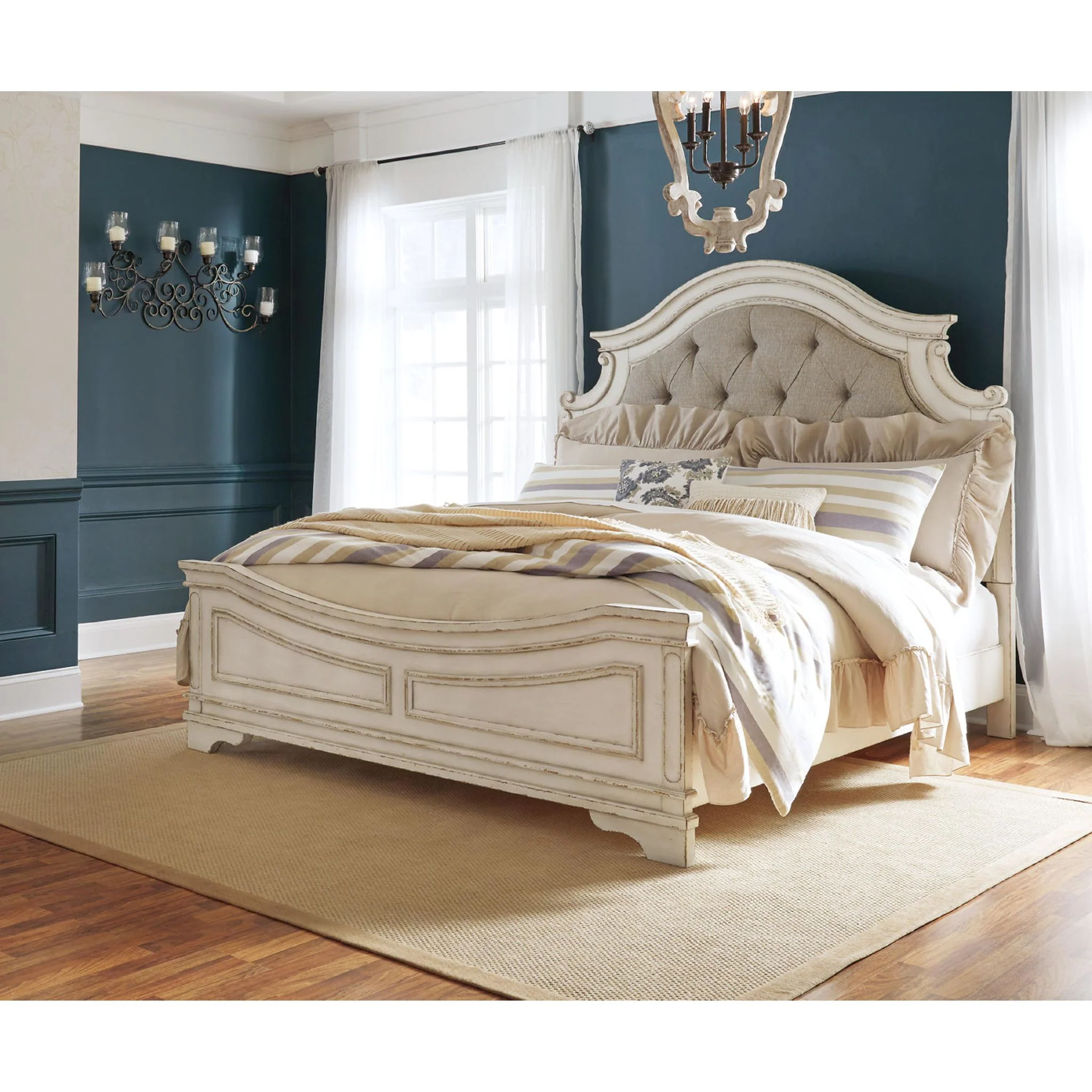Realyn 5 Piece Queen Panel Bedroom - Chipped White - Image 20