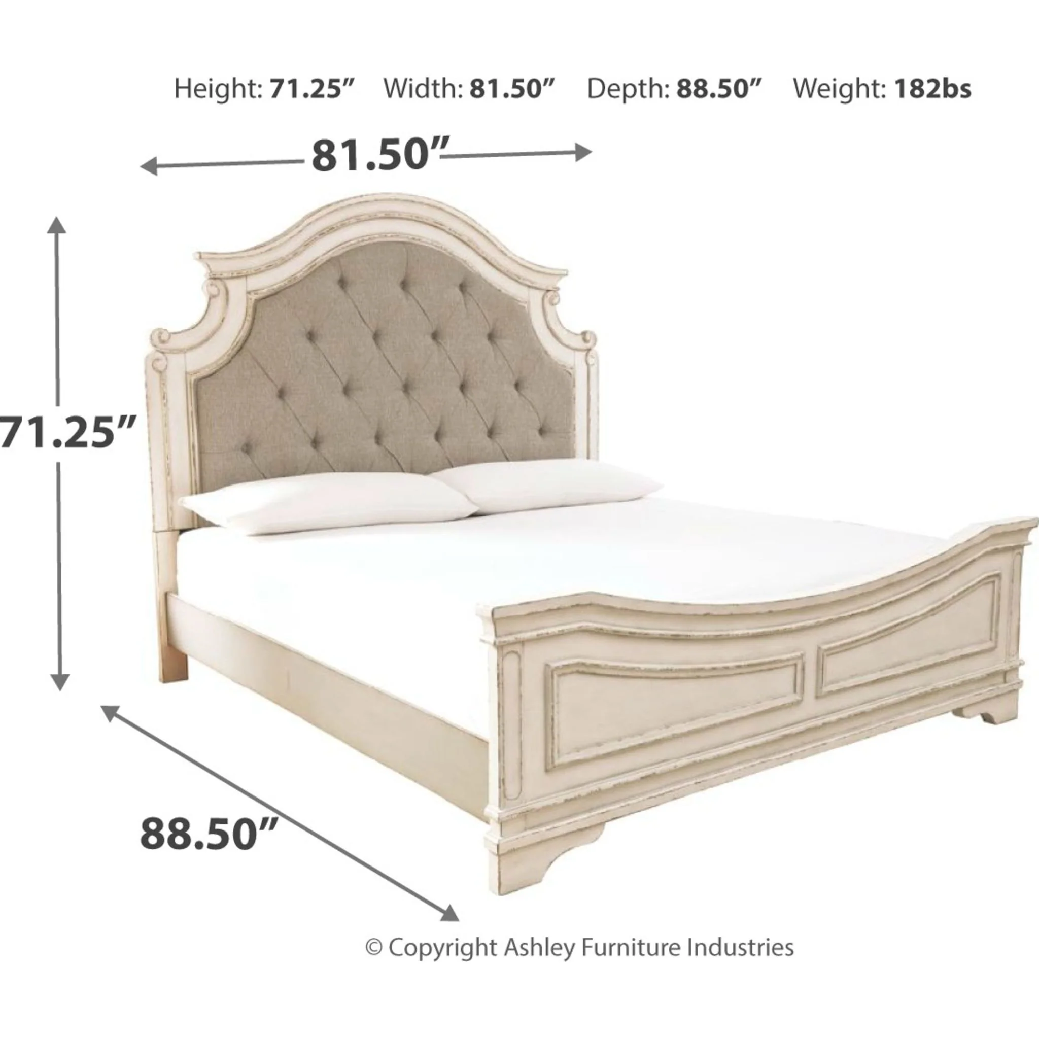 Realyn 5 Piece Queen Panel Bedroom - Chipped White - Image 7