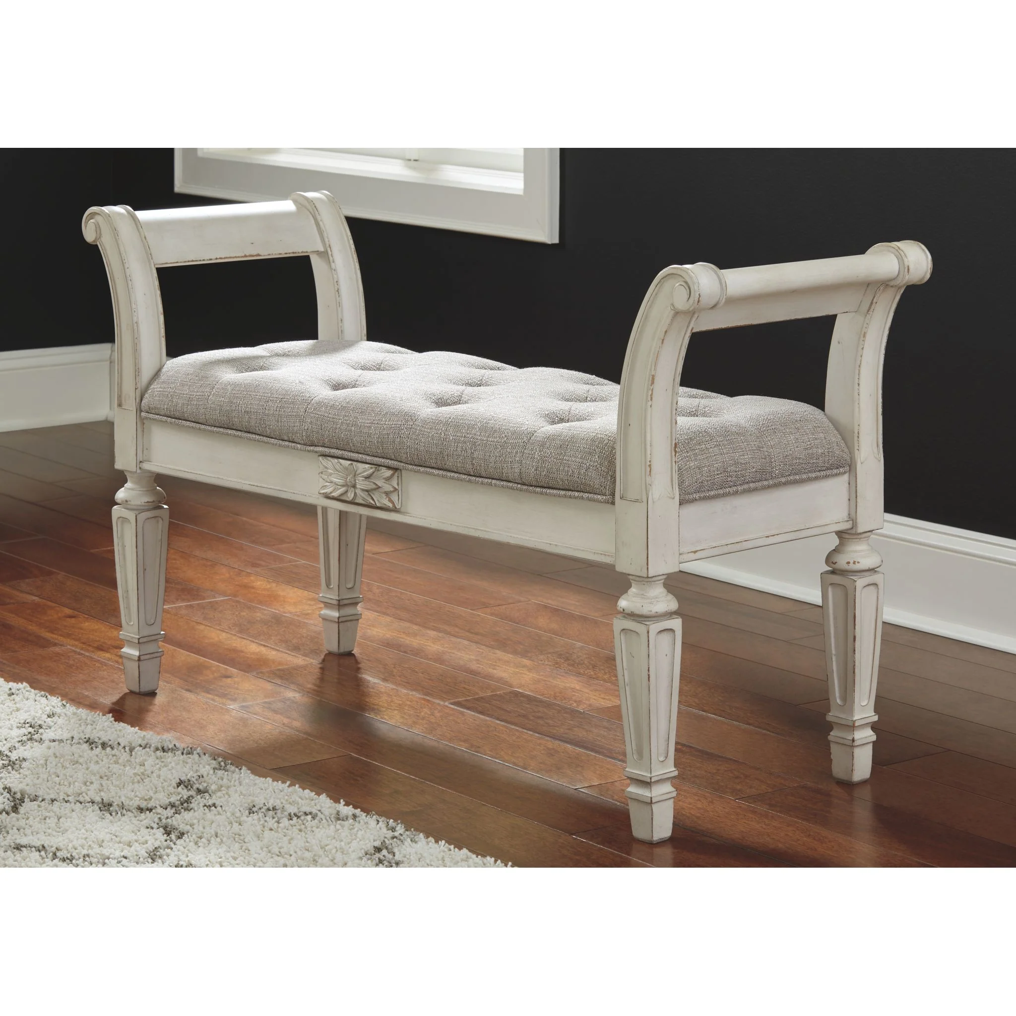 Realyn Bench - Antique White - Image 2
