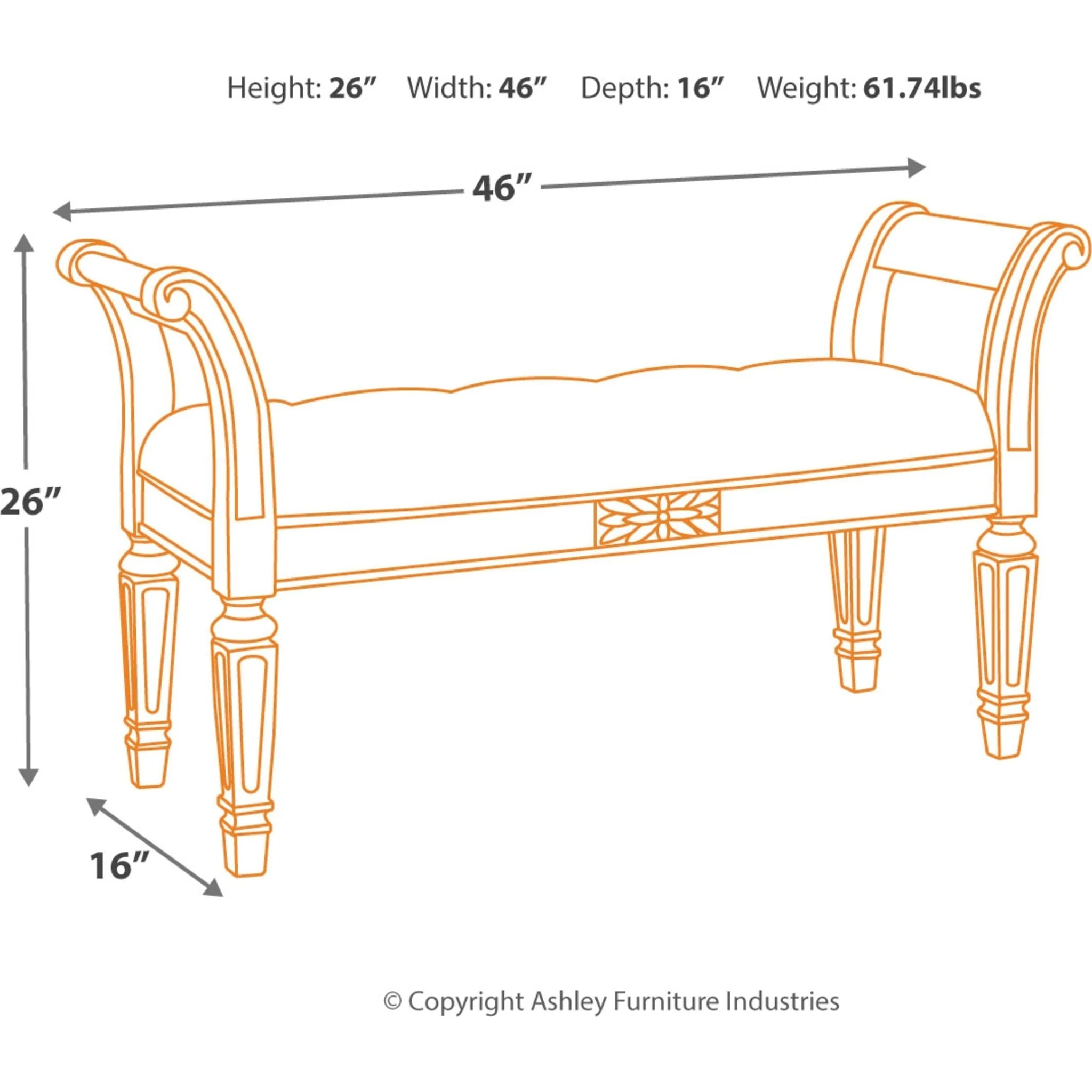 Realyn Bench - Antique White - Image 4