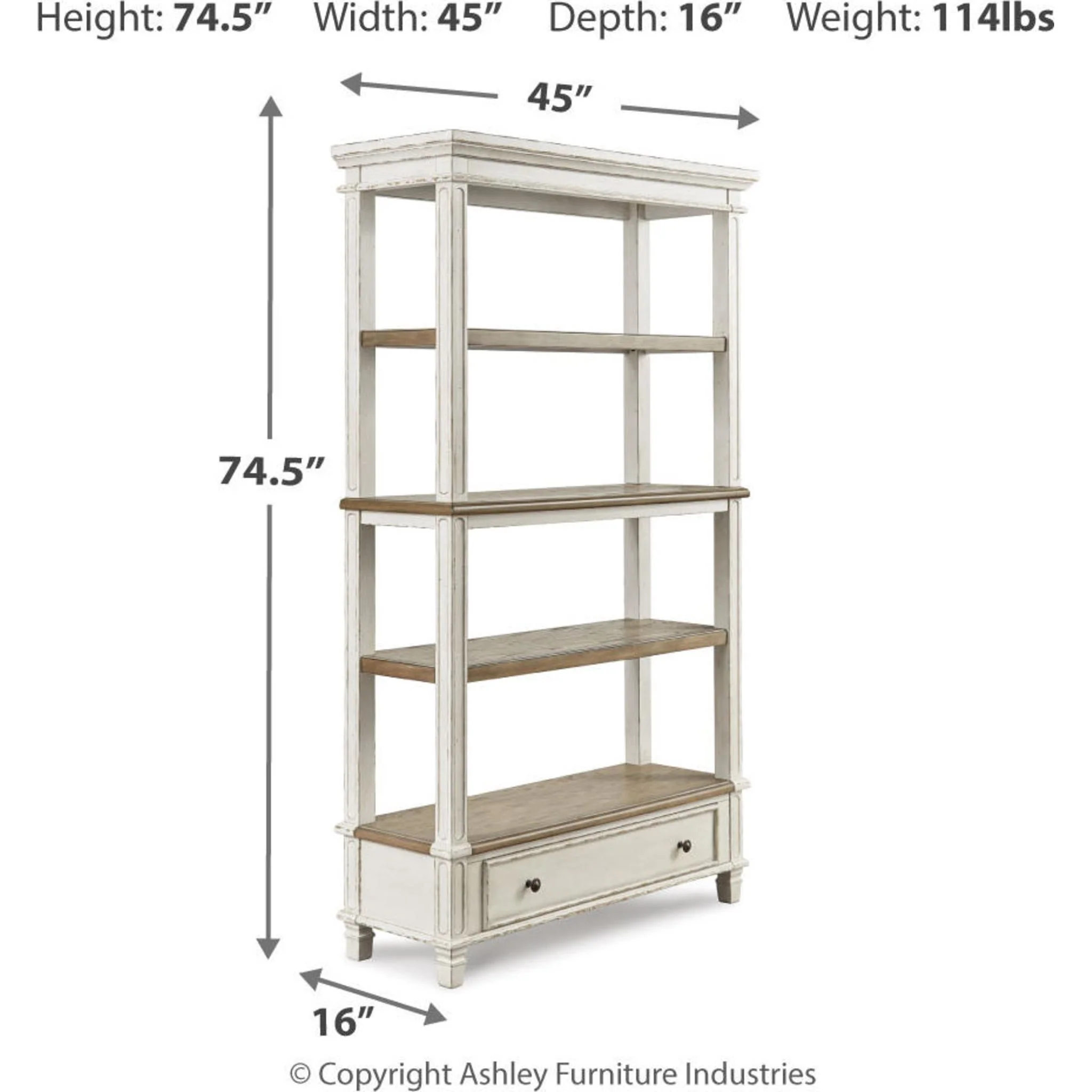 Realyn Bookcase - Brown/White - Image 11