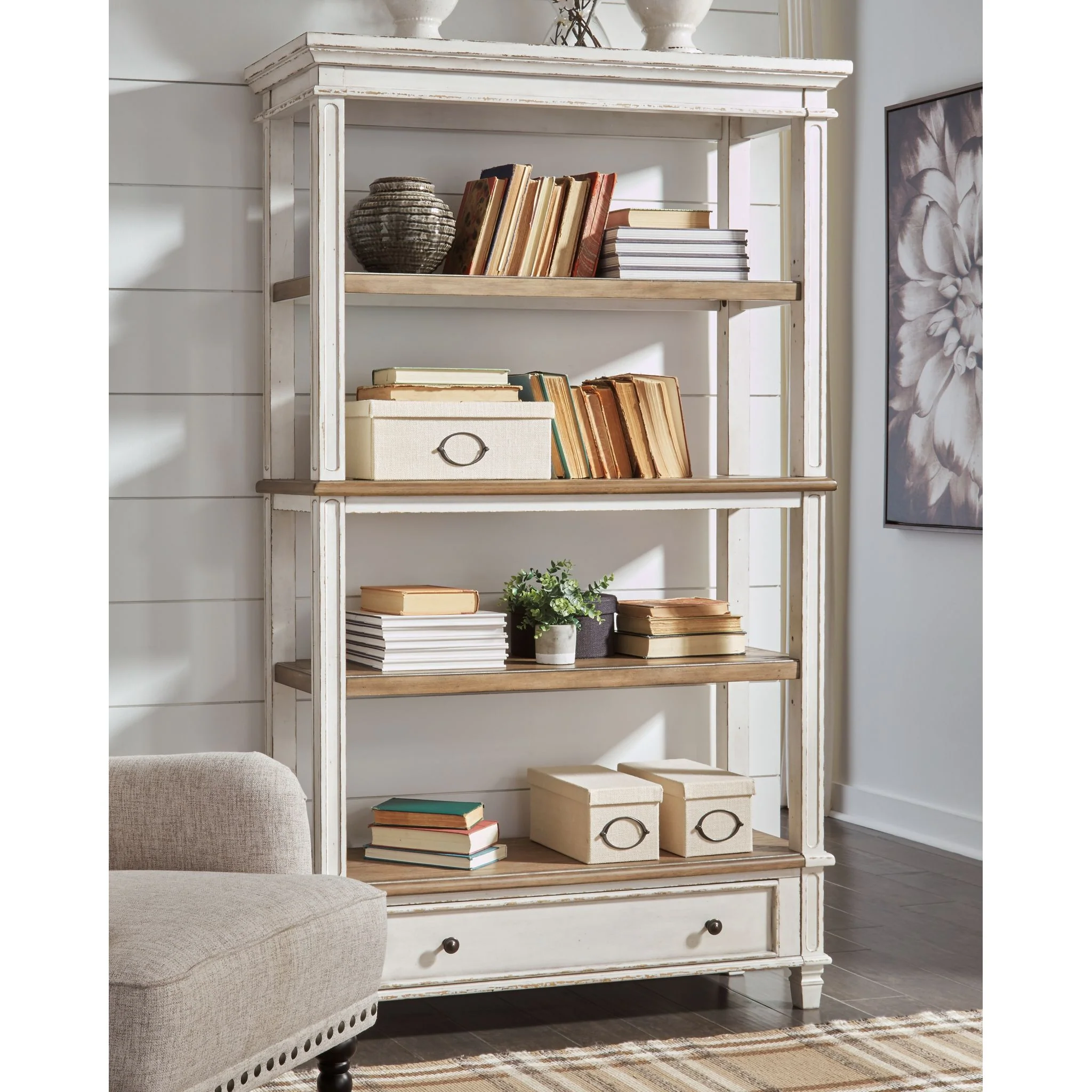 Realyn Bookcase - Brown/White - Image 2
