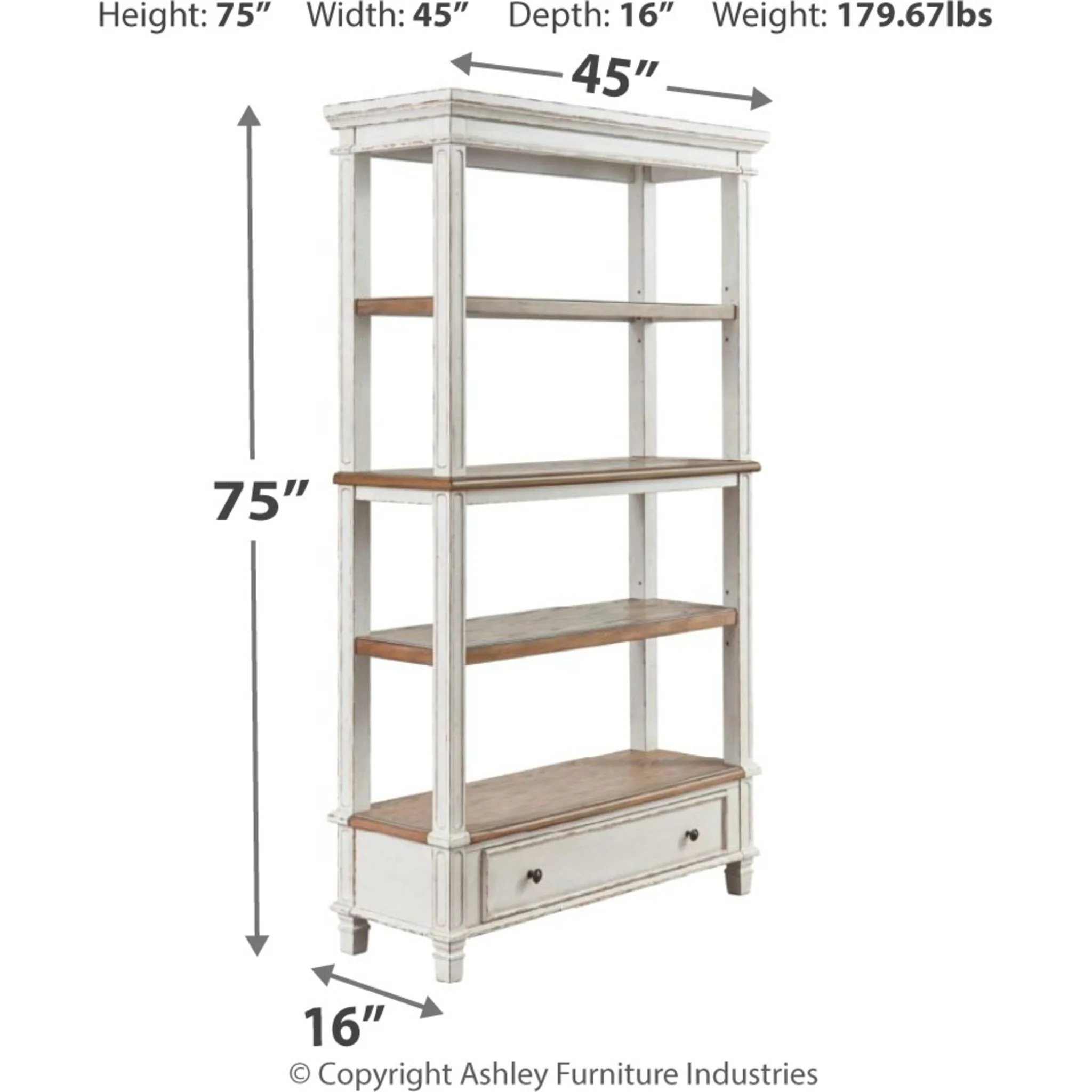 Realyn Bookcase - Brown/White - Image 6