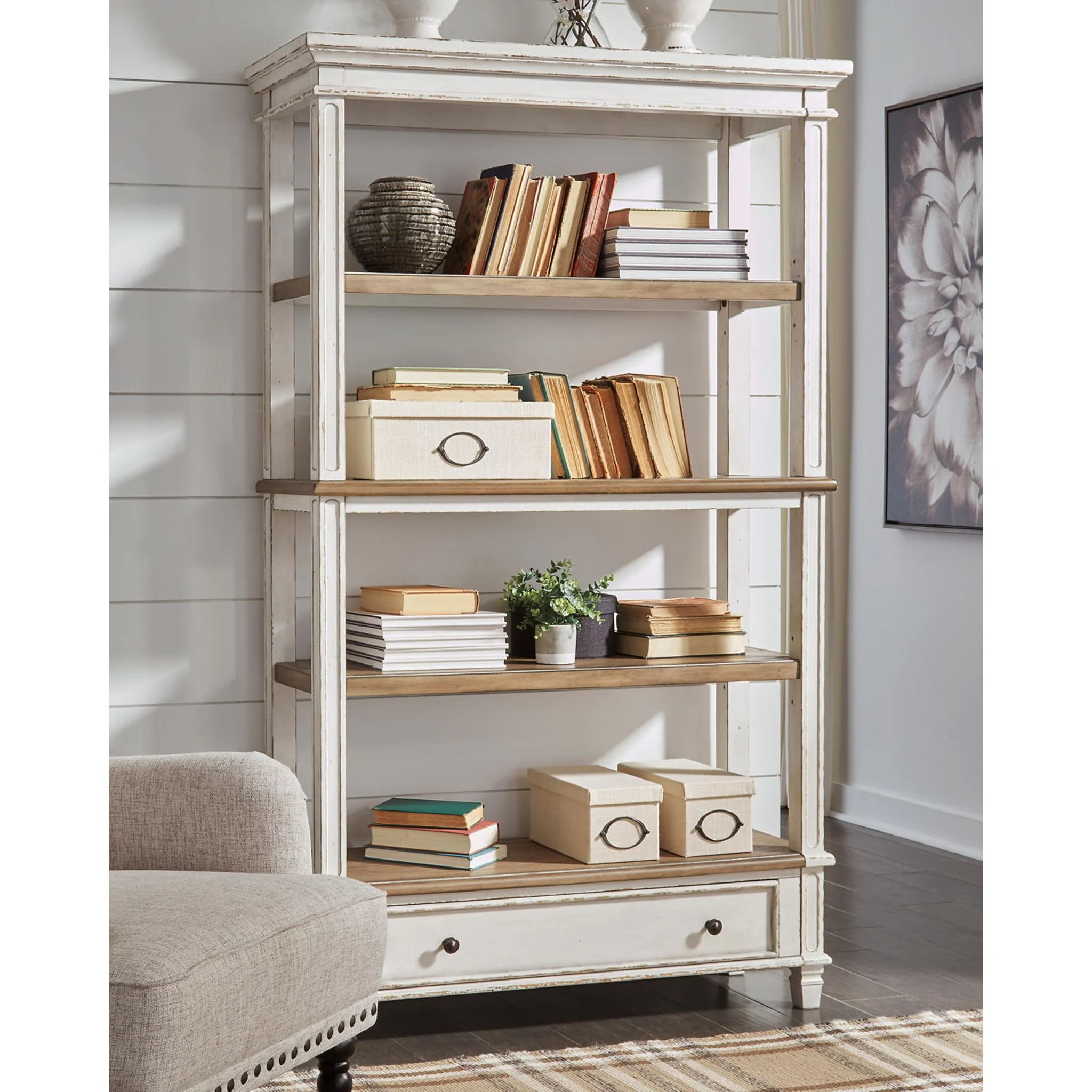 Realyn Bookcase - Brown/White - Image 8