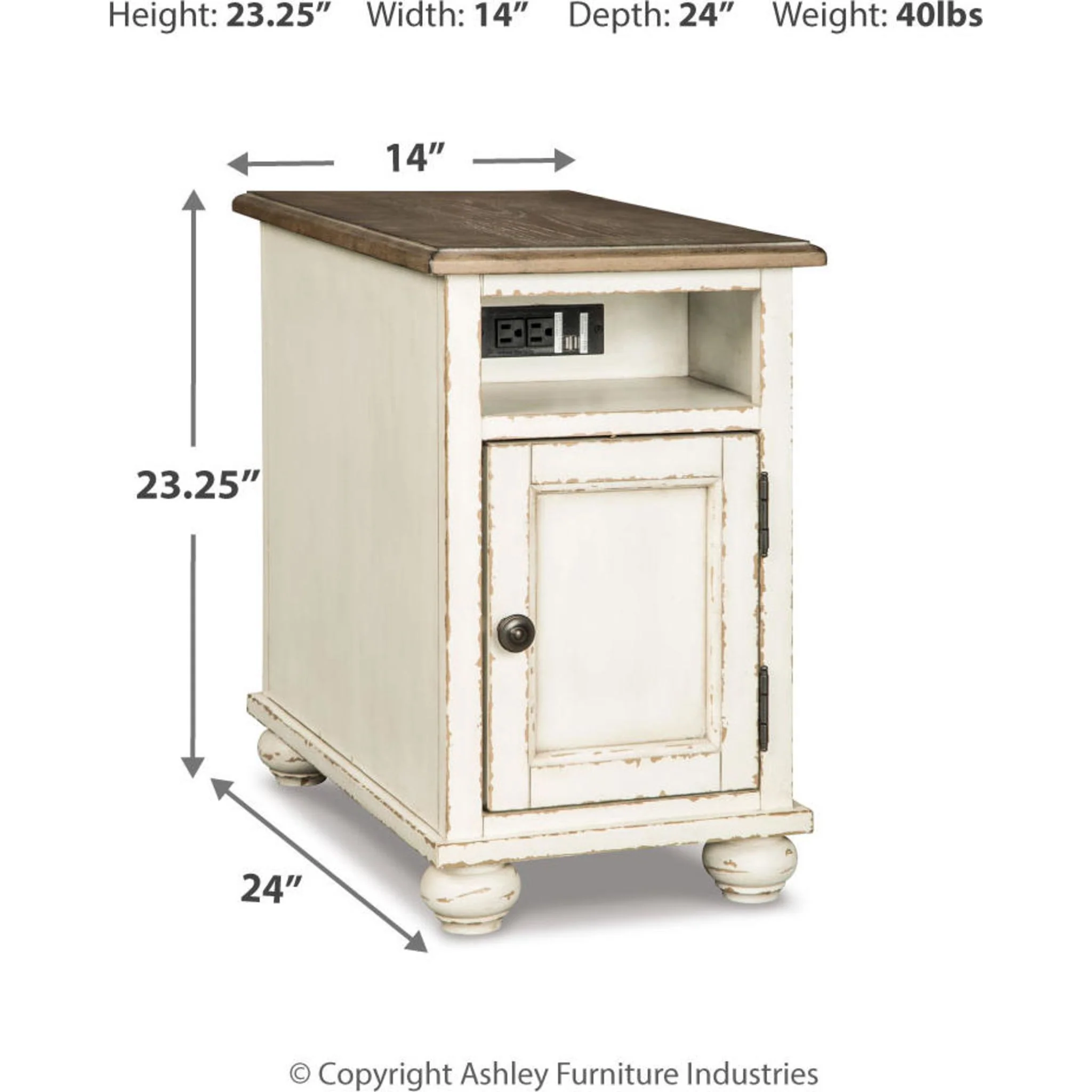 Realyn Chair Side End Table - White/Brown - Image 14