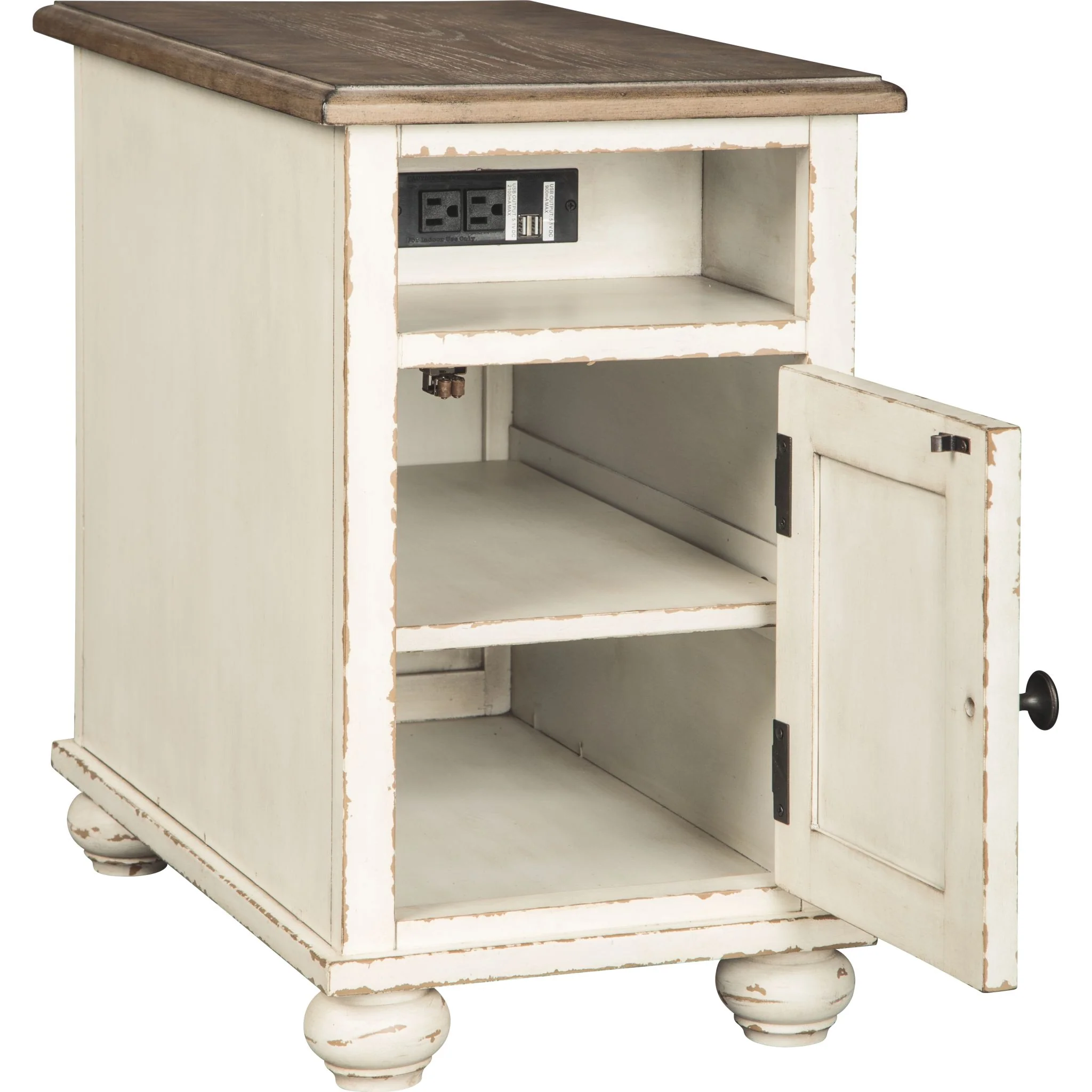 Realyn Chair Side End Table - White/Brown - Image 3