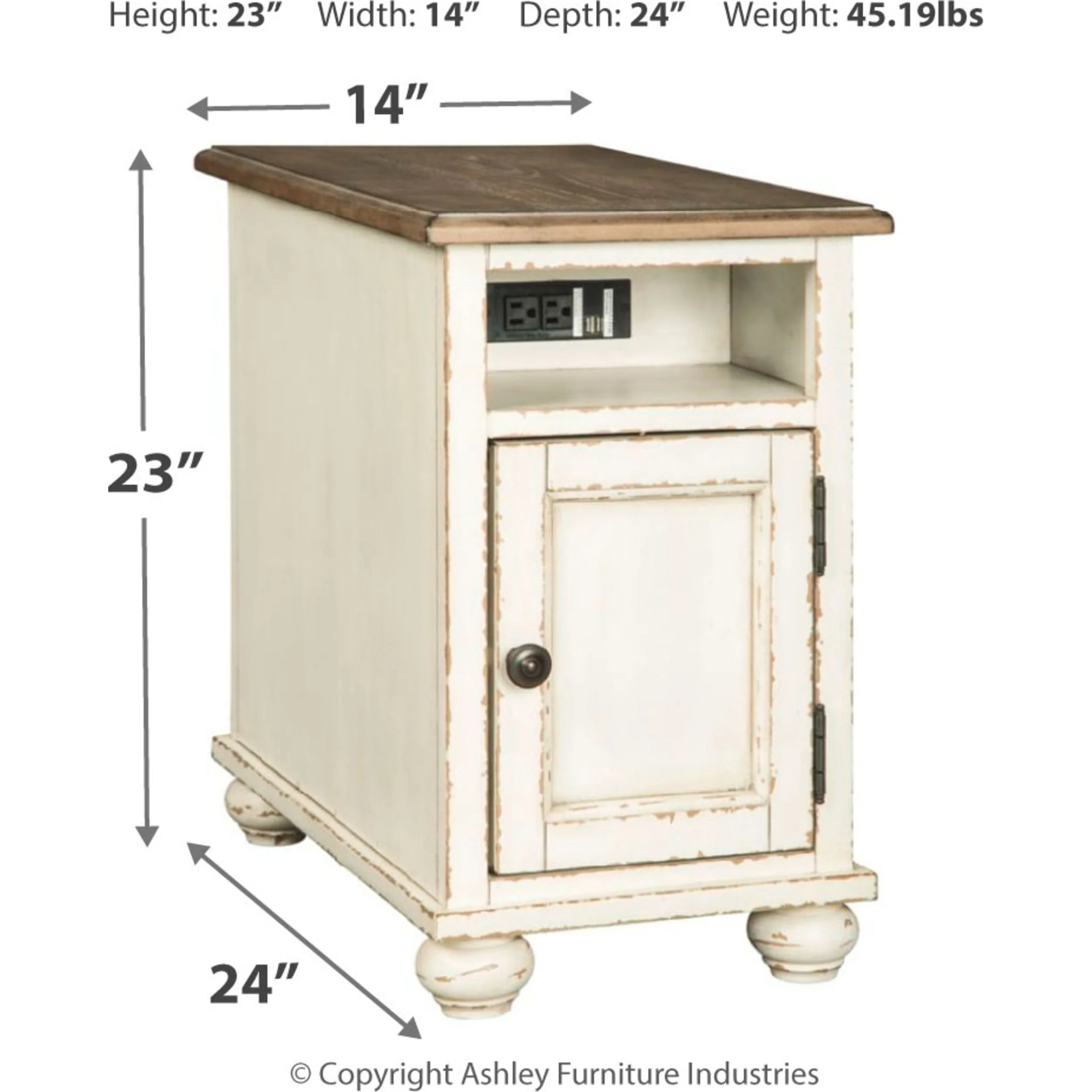 Realyn Chair Side End Table - White/Brown - Image 4