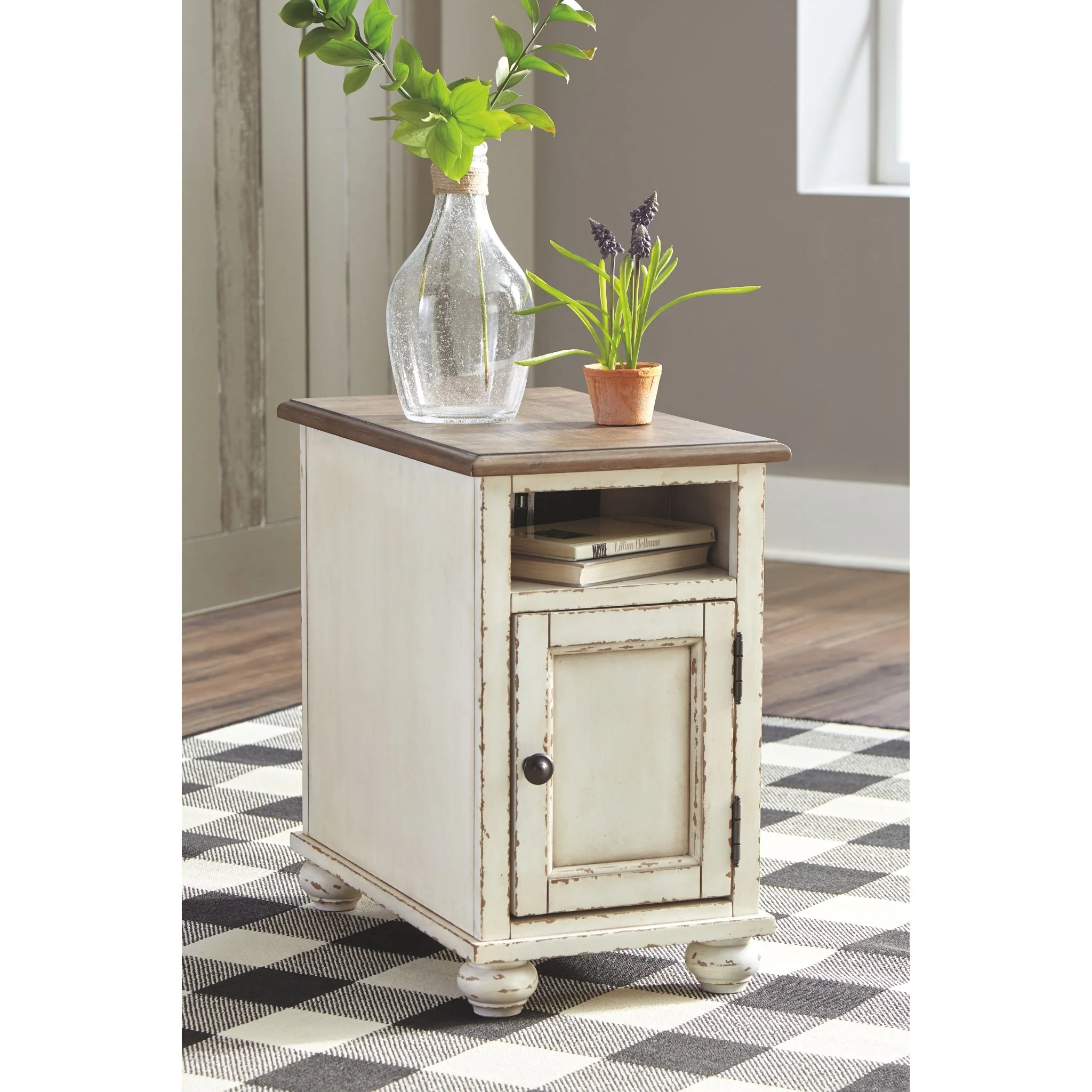 Realyn Chair Side End Table - White/Brown - Image 5