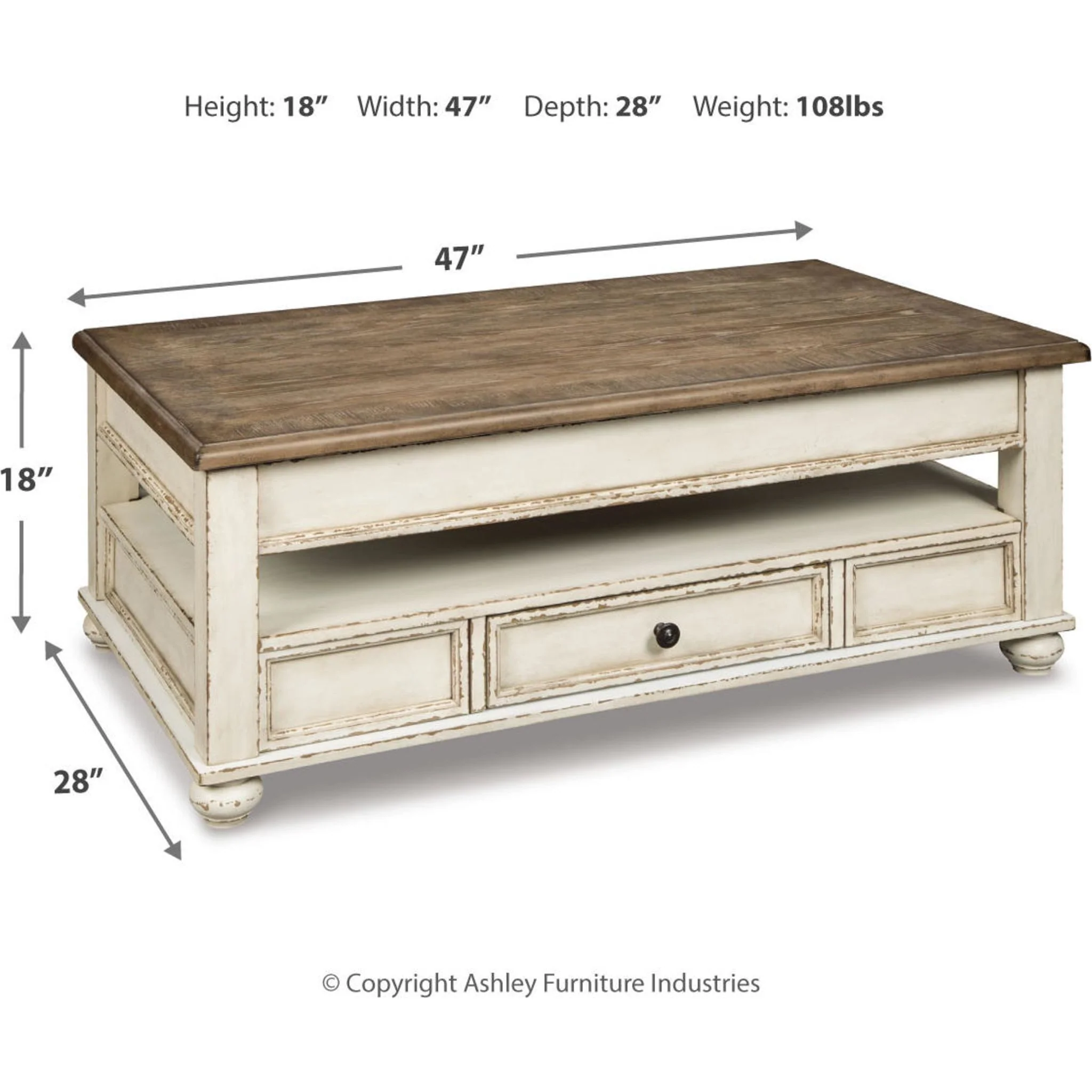 Realyn Coffee Table - White/Brown - Image 26