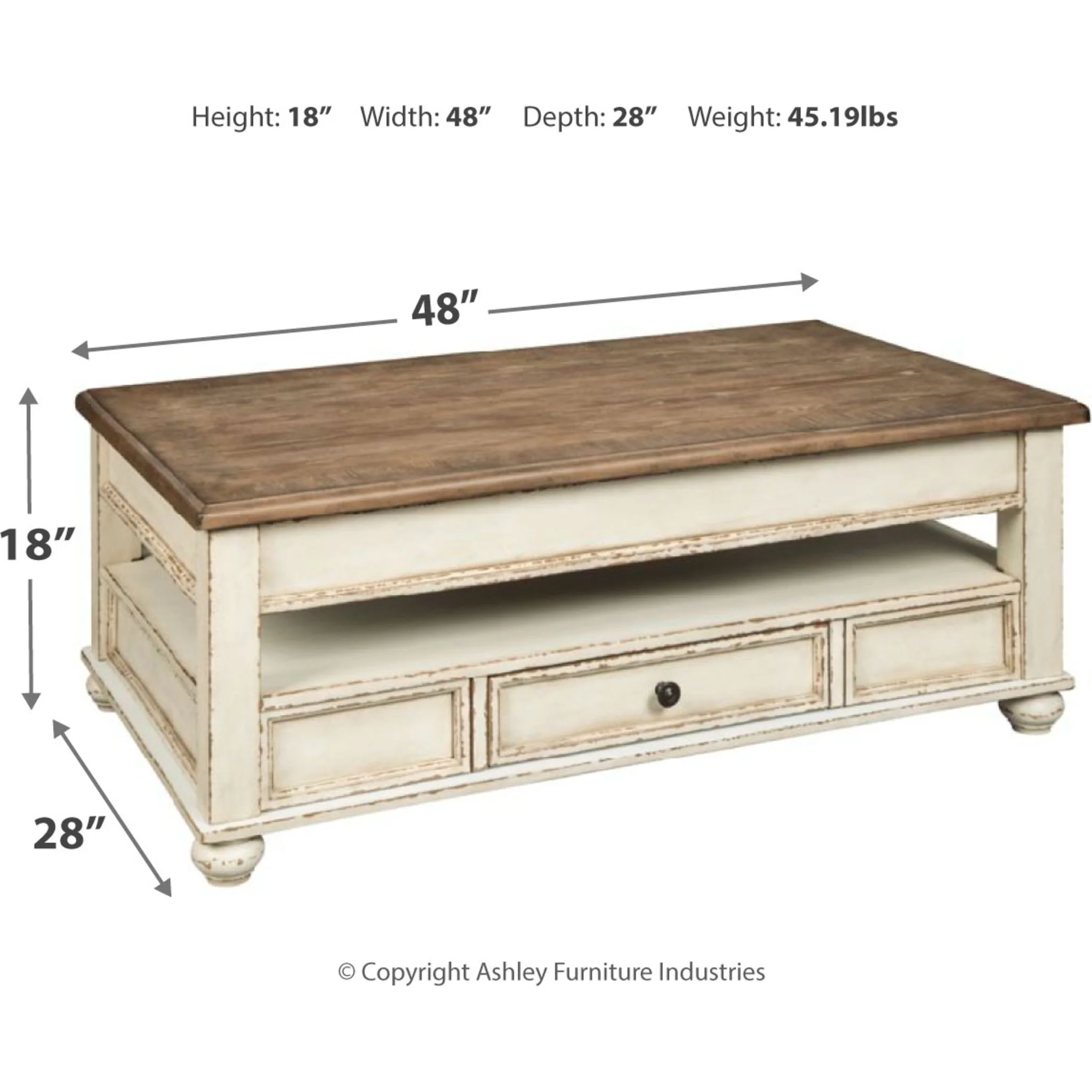 Realyn Coffee Table - White/Brown - Image 4