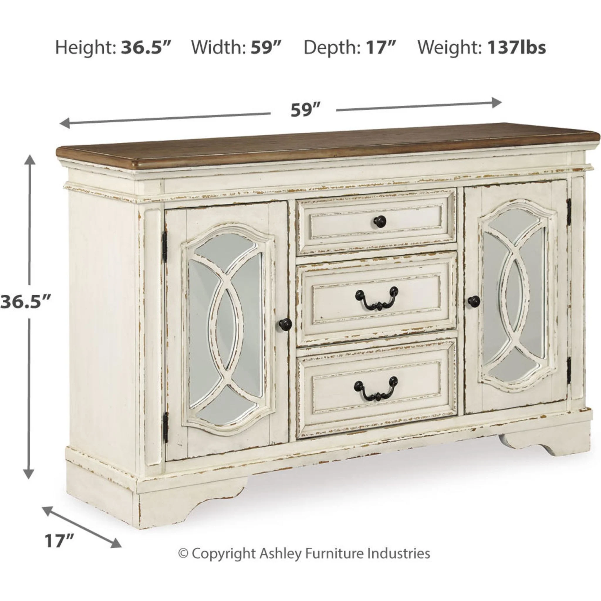 Realyn Dining Server - Chipped White - (D743-60) - Image 9
