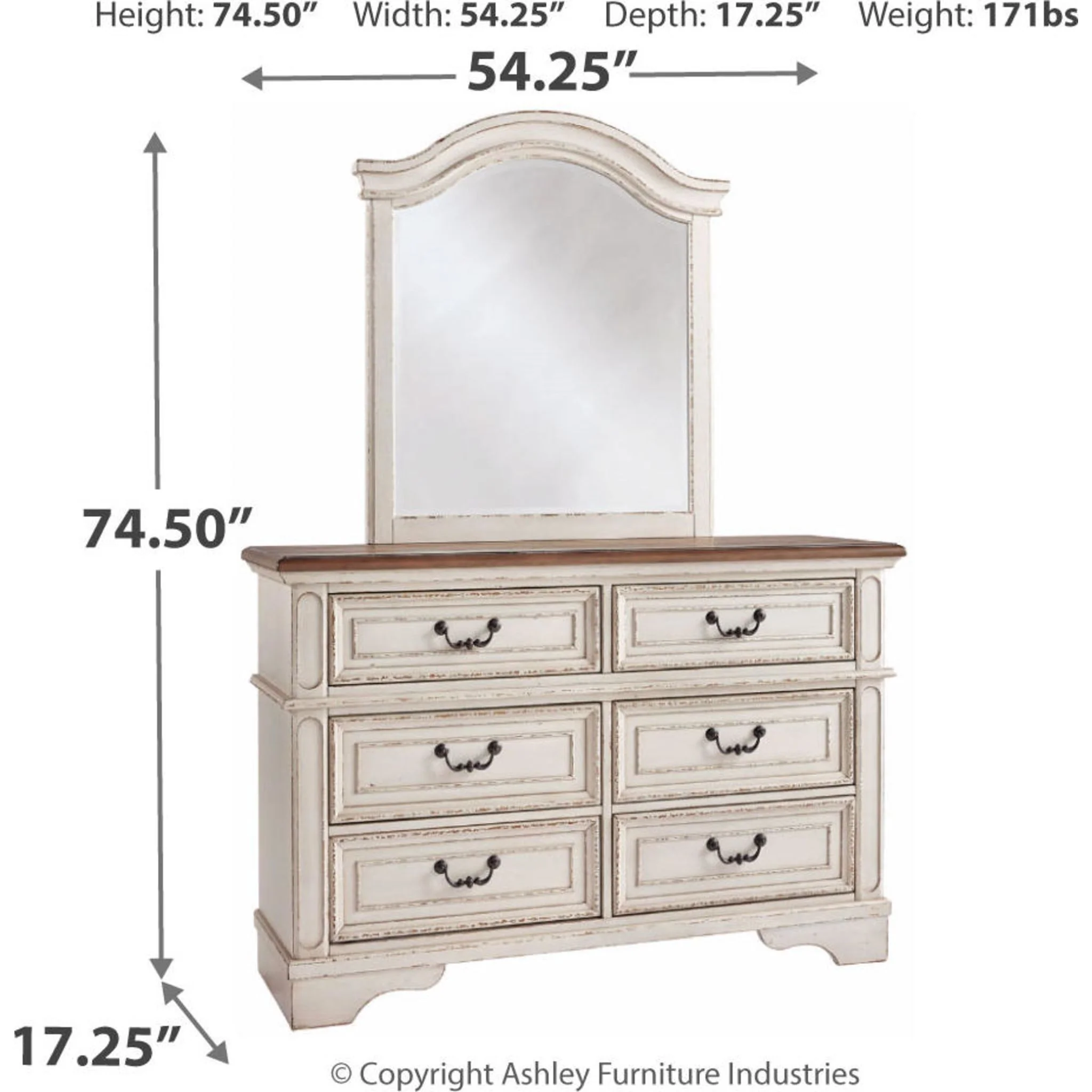 Realyn Dresser and Mirror - Chipped White - Image 34