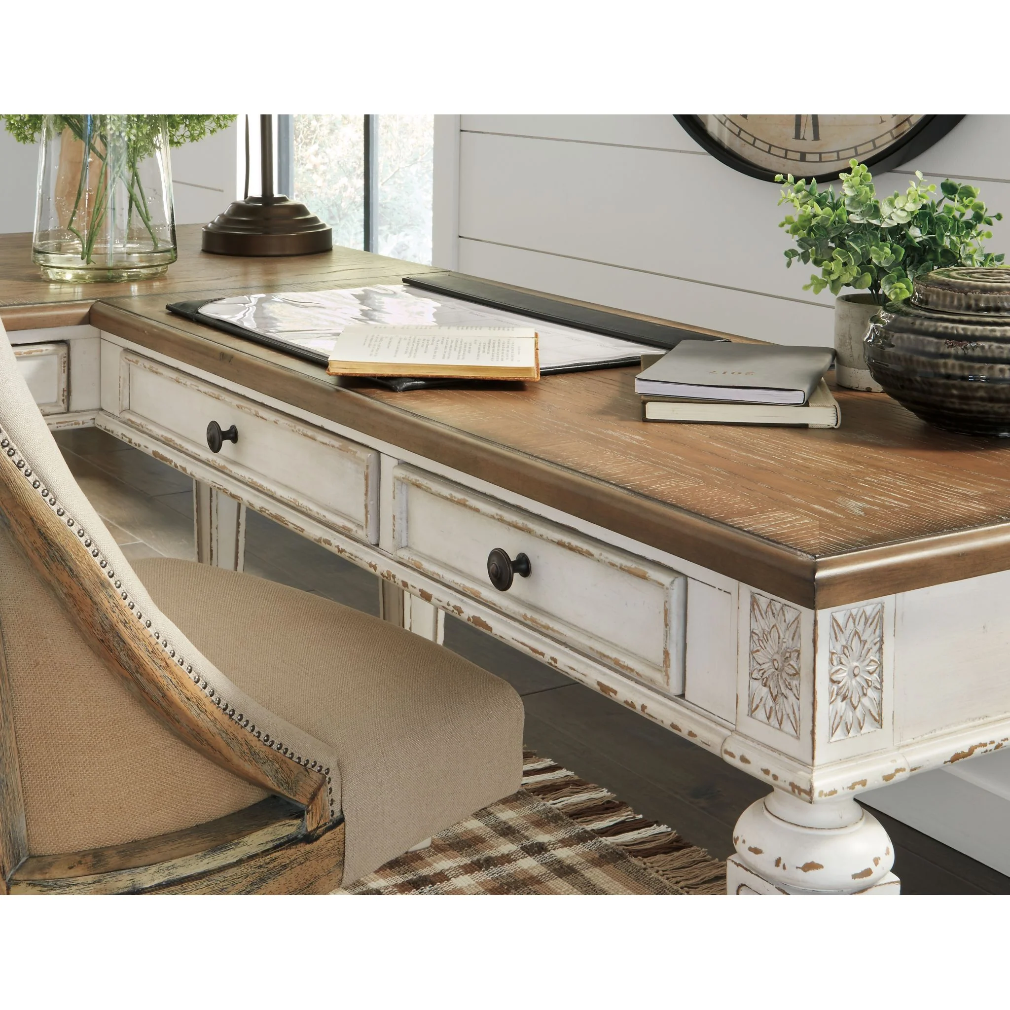 Realyn L-Desk - White/Brown - Image 10