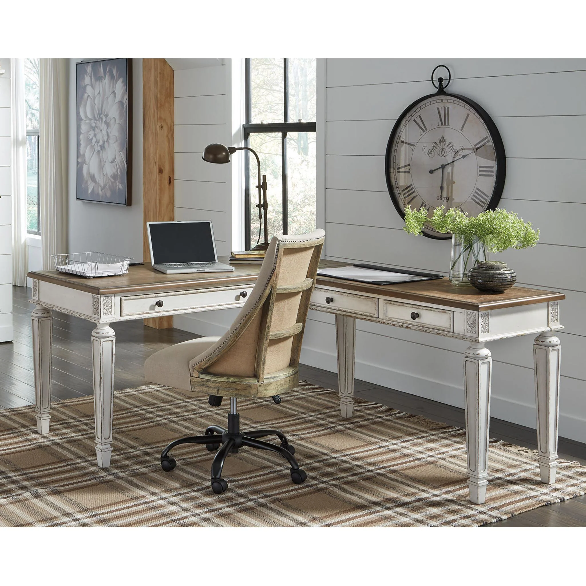 Realyn L-Desk - White/Brown - Image 14