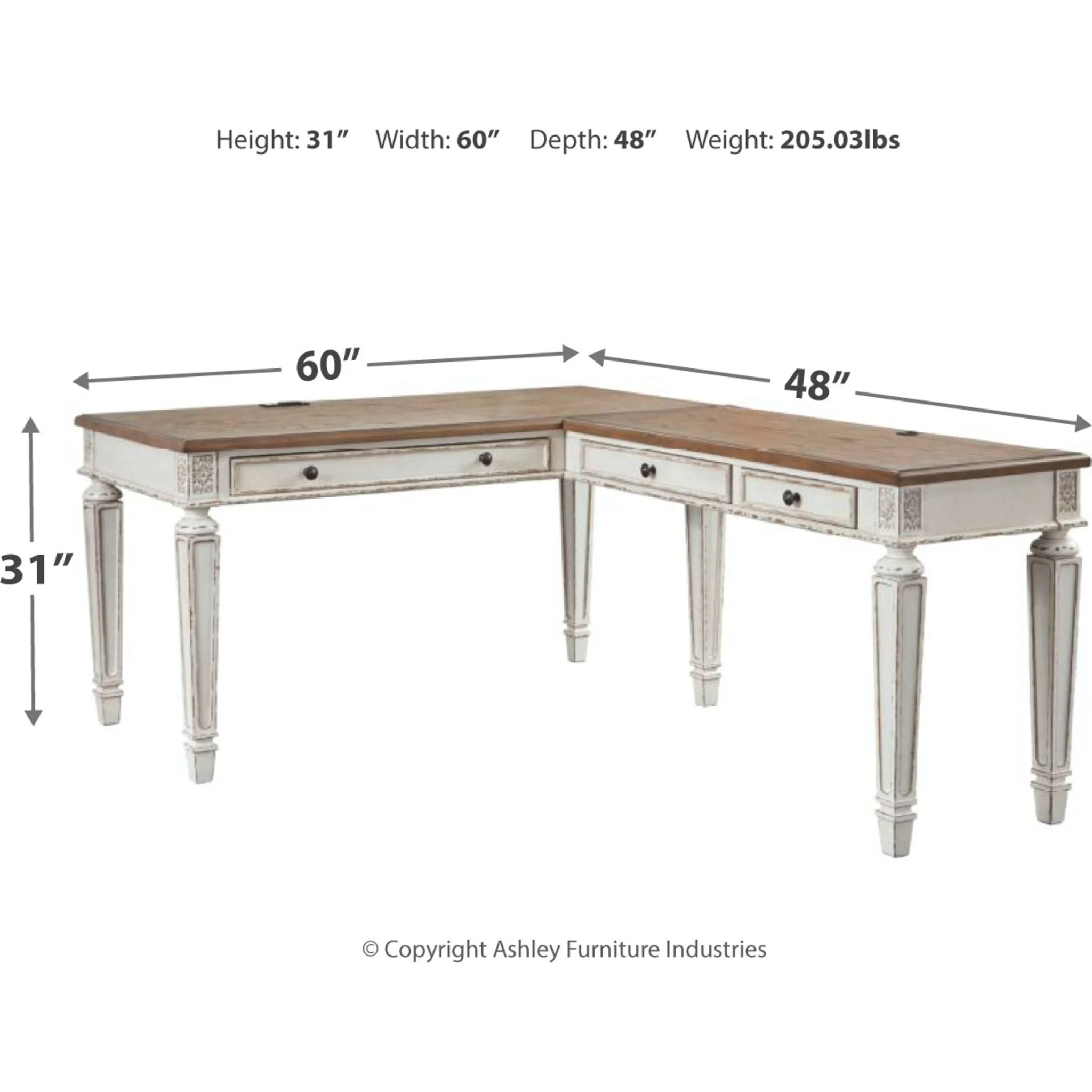 Realyn L-Desk - White/Brown - Image 29
